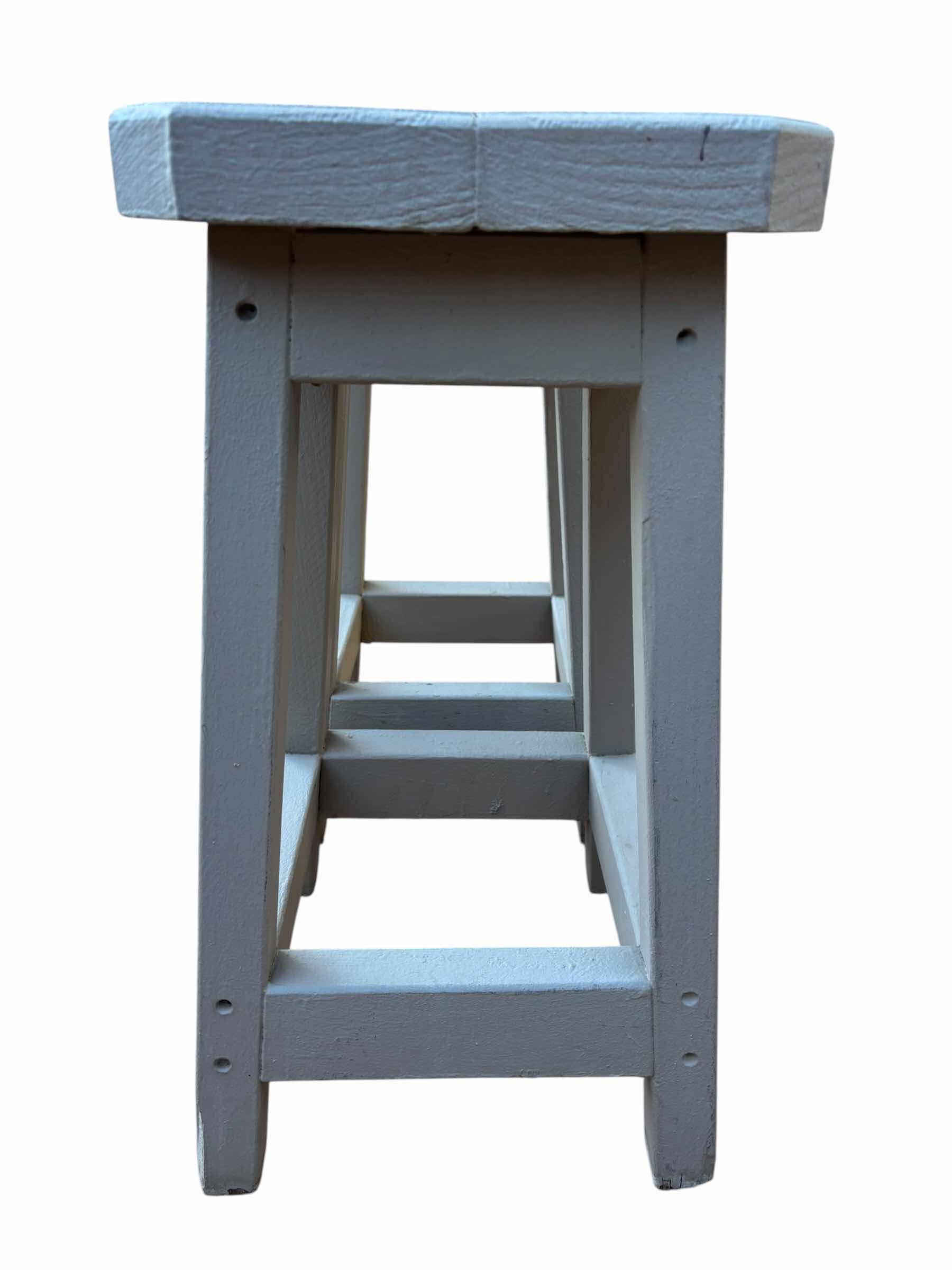 View 2 of TWO WOODEN STOOLS H21.5”
