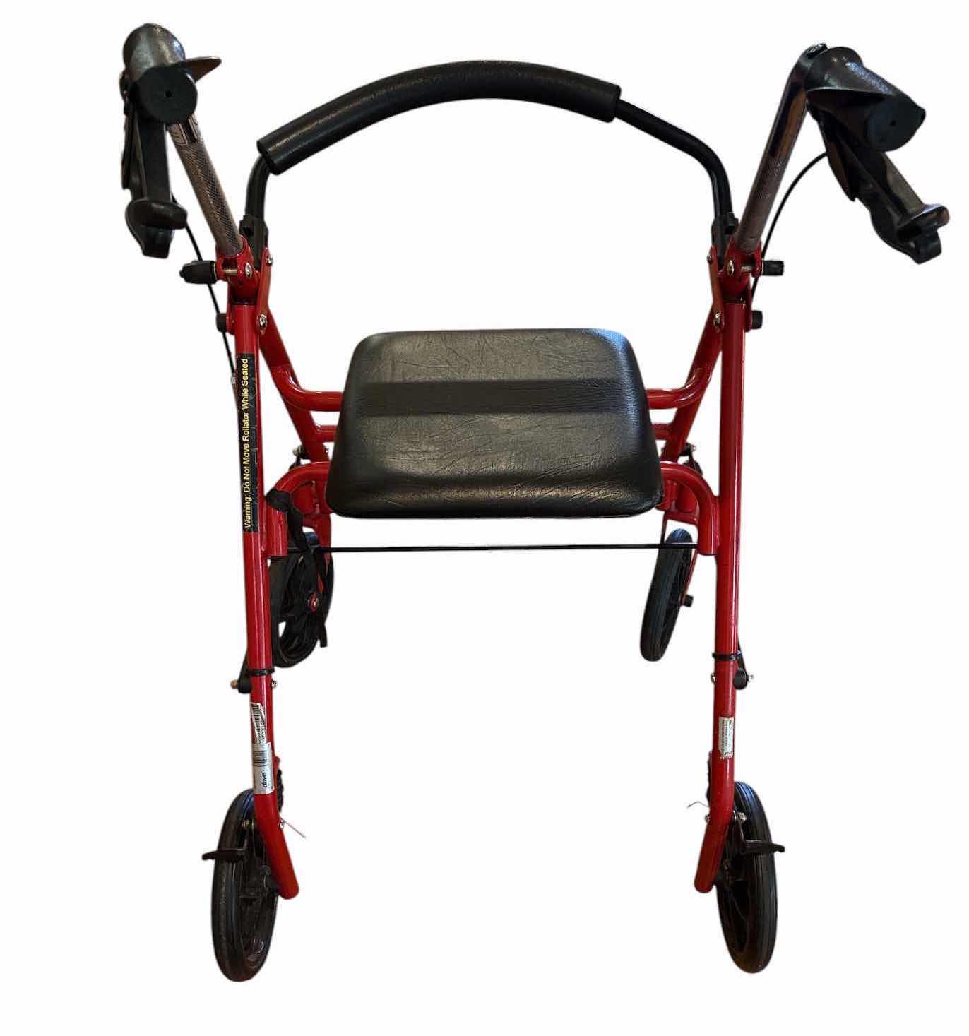 View 3 of 2-PCS DRIVE RED FOLDING ROLLATOR HEIGHT ADJUSTABLE WALKER WITH PADDED SEAT, BACKREST & HAND BRAKES & WALKER