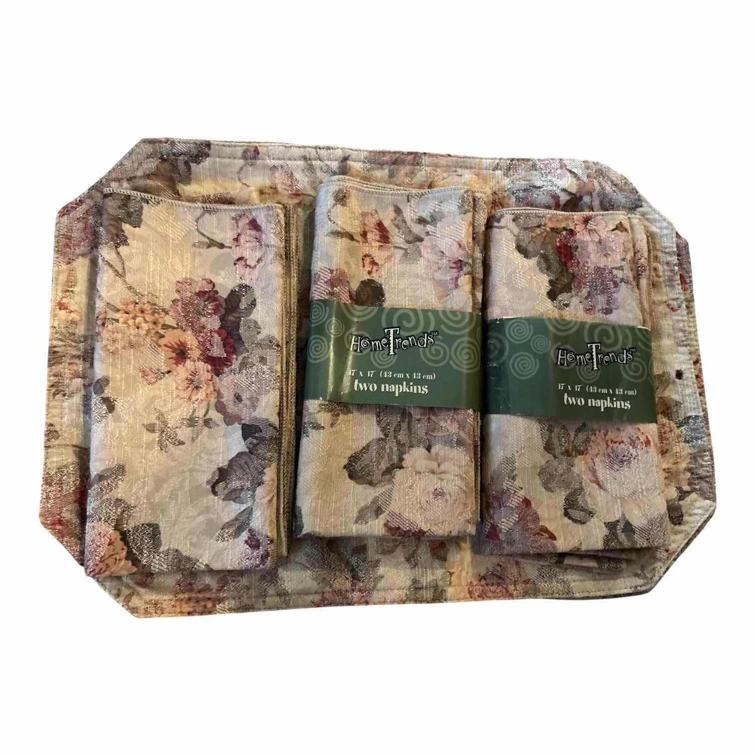 View 2 of 10-PCS FLORAL & COASTAL PRINT TABLE LINENS, PLACEMATS, NAPKINS & LACE FABRIC – MULTICOLOR