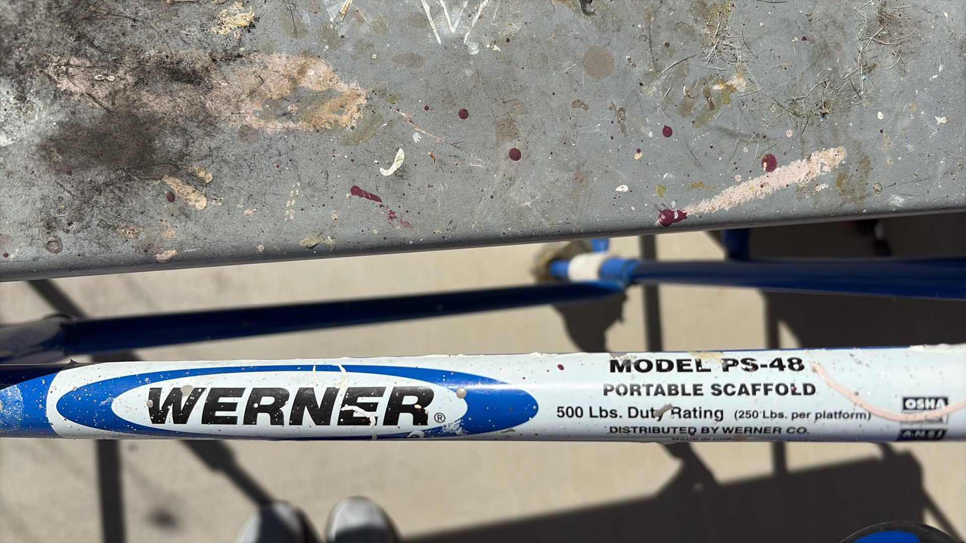 View 3 of WERNER BLUE STEEL ROLLING PORTABLE SCAFFOLD WITH PLATFORM & LOCKING CASTERS – 500 LB CAPACITY 48”X21”H50”
