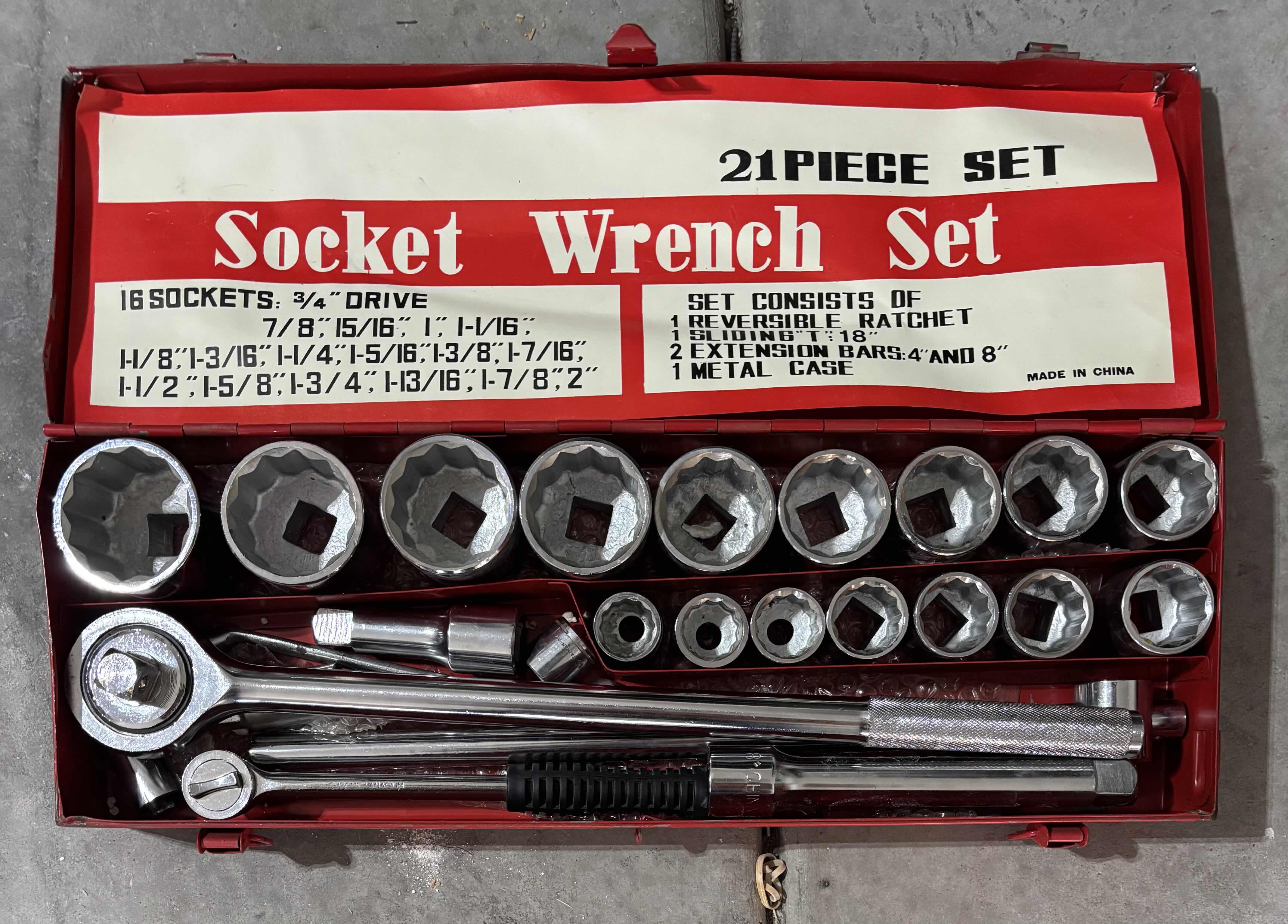 View 1 of 21-PIECE SOCKET WRENCH SET, LARGEST SOCKET IS 2”