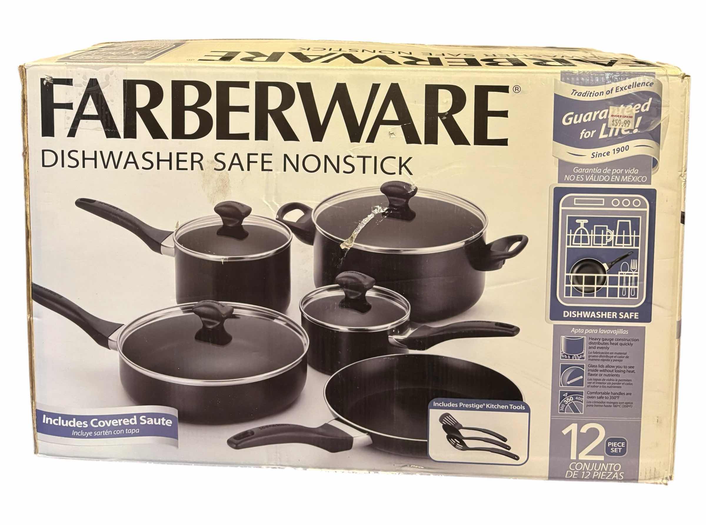 View 1 of NIB FARBERWARE DISHWASHER SAFE NONSTICK POT & PAN SET $60