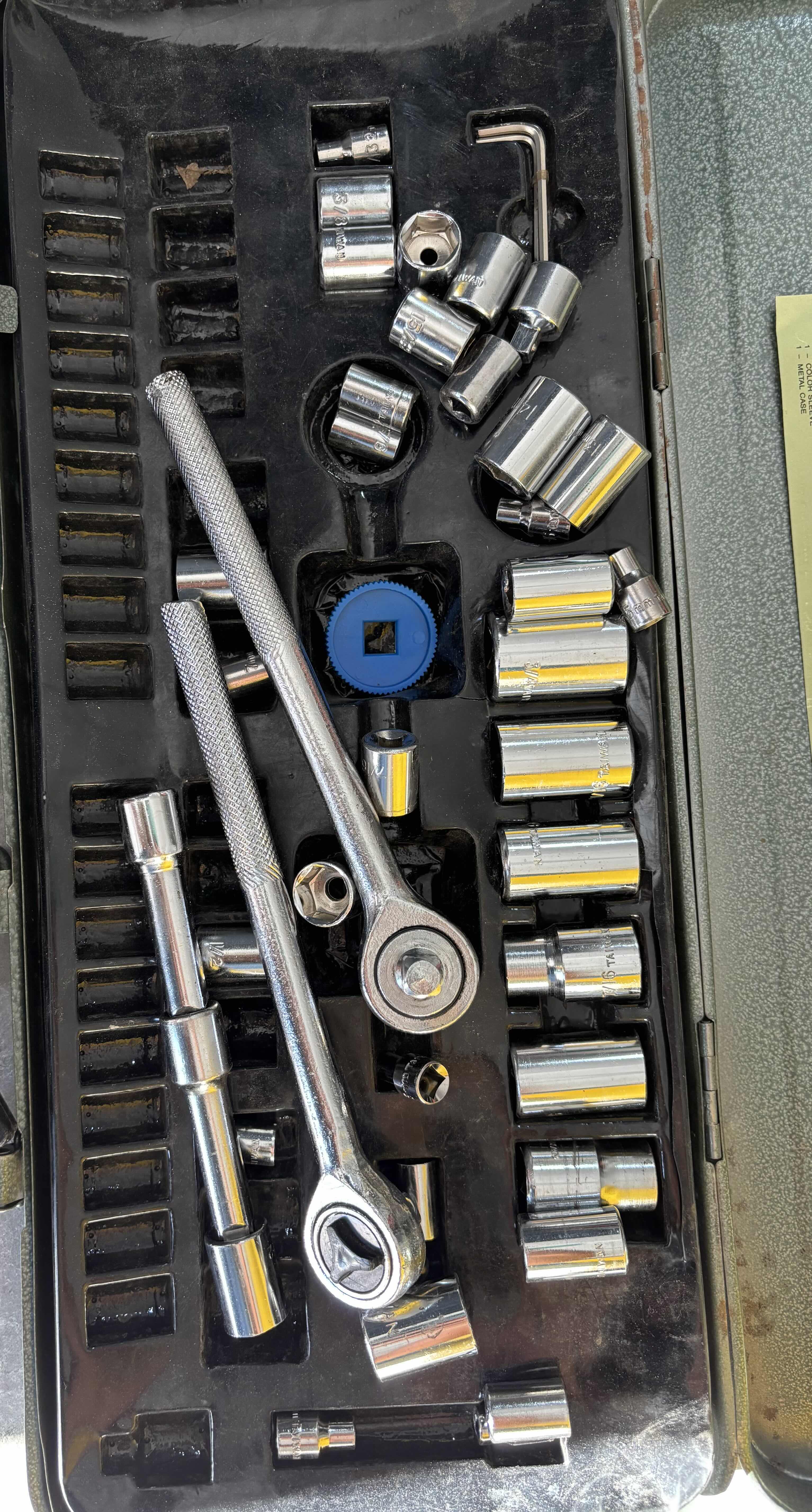 View 2 of B&L QUALITY TOOLS SOCKET SET IN METAL CASE & OTHER SET IN PLASTIC CASE