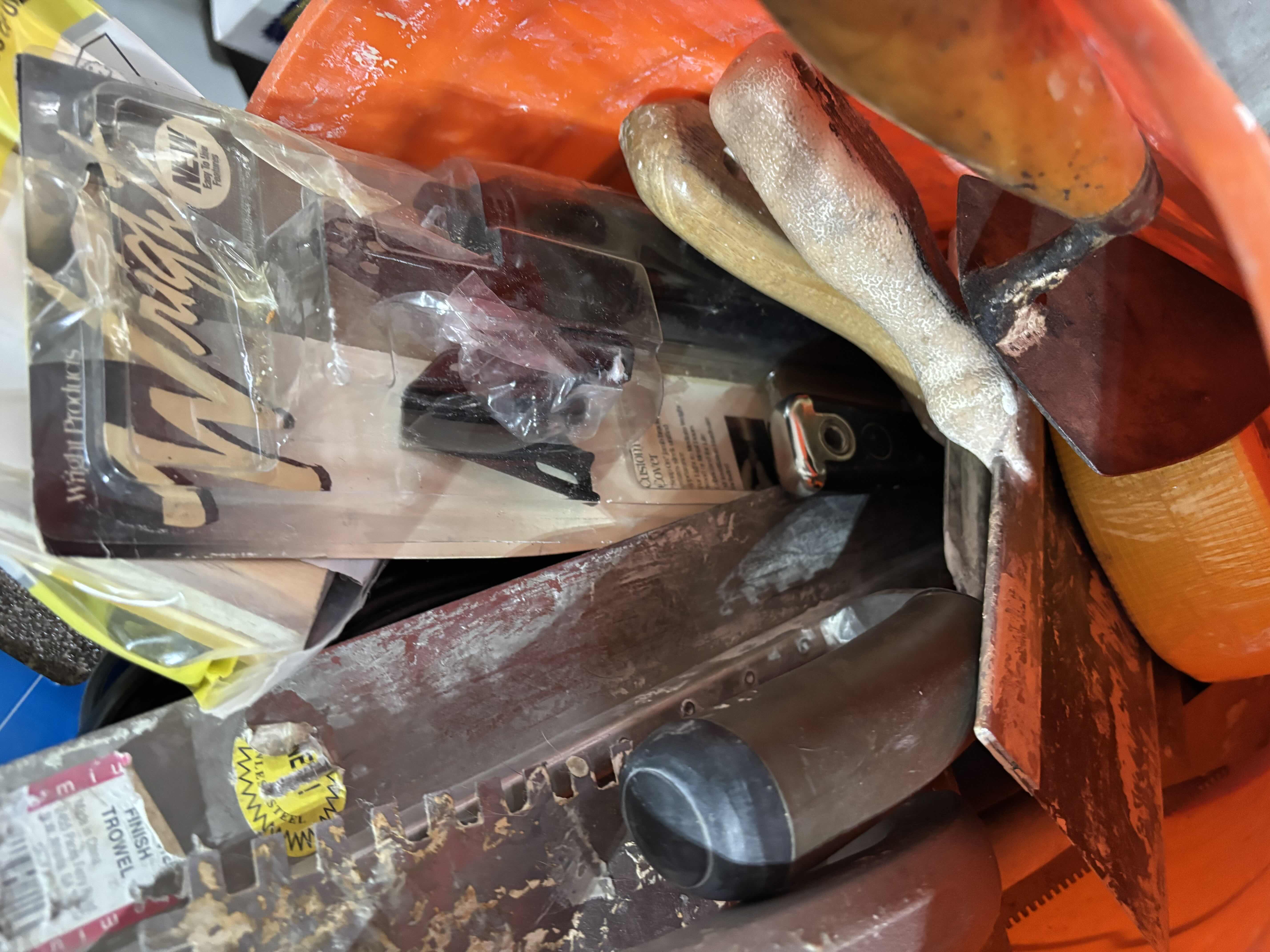 View 3 of BUCKET OF TOOLS: FINISHING TROWELS, DRYWALL SUPPLIES & MORE