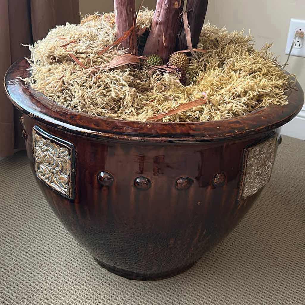 Photo 1 of 8FT SULLIVANS ARTIFICIAL TOWERING LACE FERN TREE IN A BROWN CERAMIC PLANTER