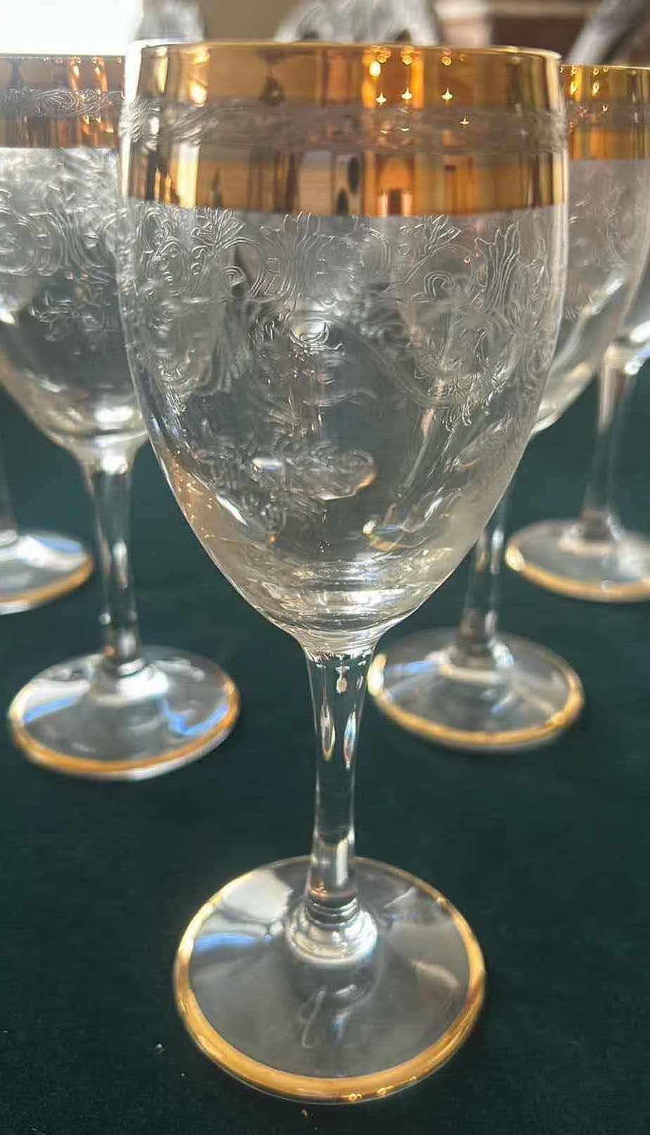 Photo 1 of 6- 24 KARAT GOLD GILT VINTAGE CRYSTAL STEM H 7"