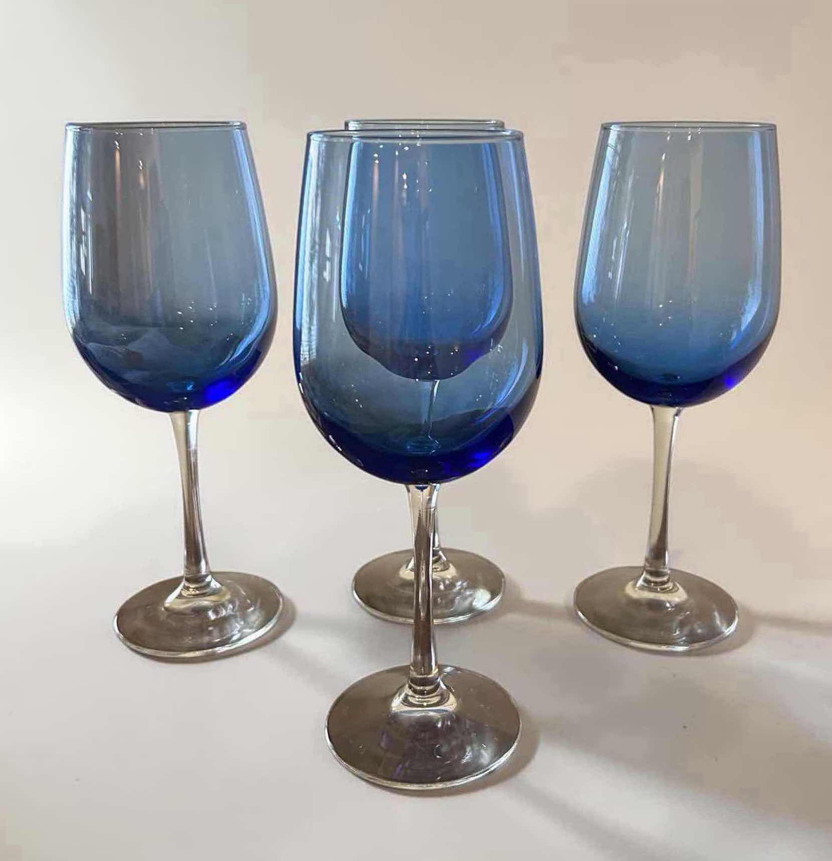 Photo 1 of 4- BLUE WINE GOBLETS