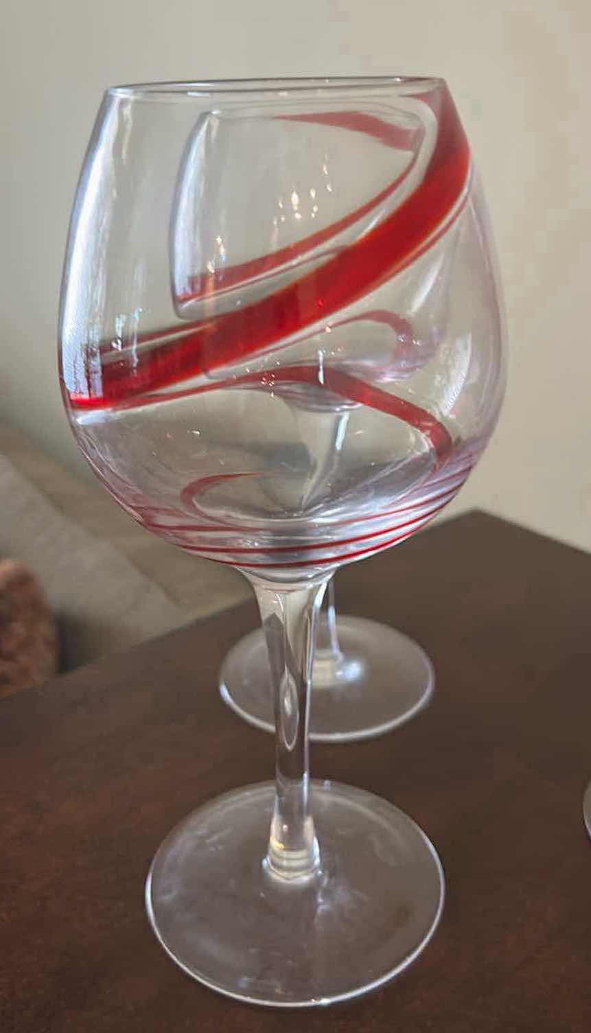 Photo 1 of 2- PIER 1 SWIRL GOBLETS 3 RED GOBLETS