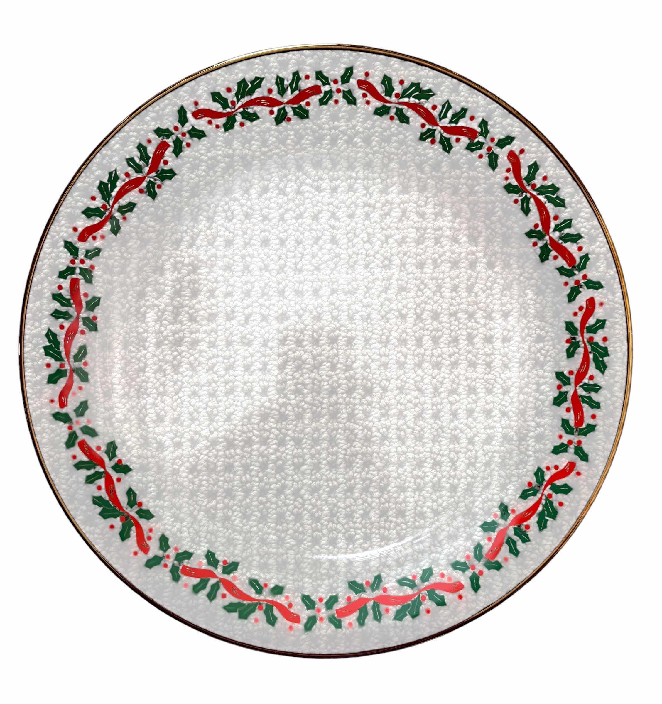 Photo 1 of ARCOROC GLASS 10” DINNER HOLLY & RIBBON PLATES WITH GOLD TRIM (16)