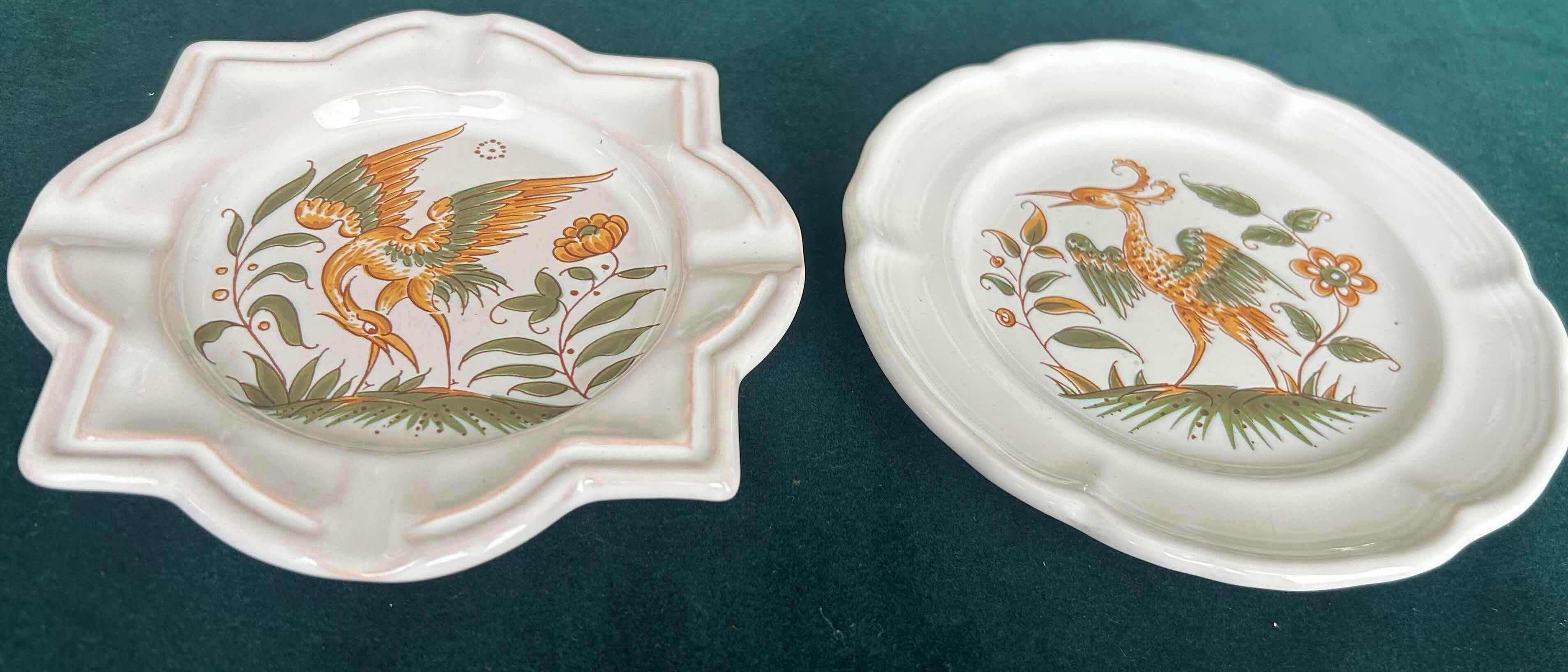 Photo 1 of CERAMIC "DECOR MOUSTIERS" BIRD & FLORAL PATTERN FROM MARSEILLES FRANCE 1975