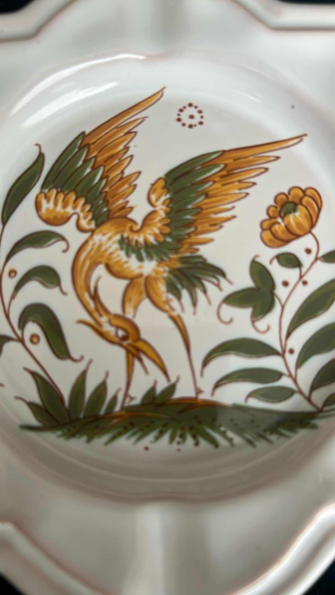 Photo 1 of CERAMIC "DECOR MOUSTIERS" BIRD & FLORAL PATTERN FROM MARSEILLES FRANCE 1975