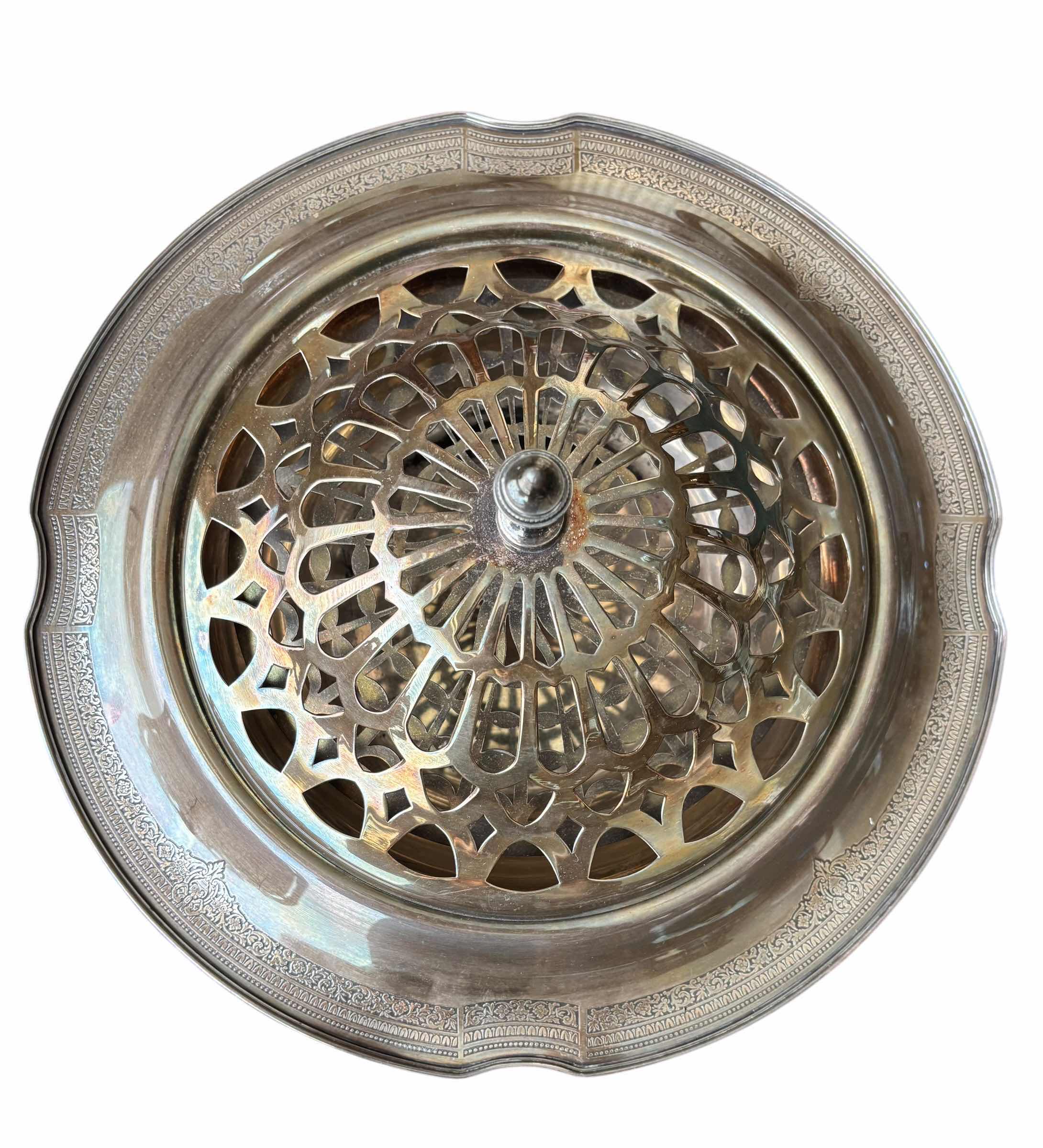 Photo 1 of ANTIQUE WM ROGERS AND SON CENTERPIECE BOWL & FLOWER FROG FOR ARRANGING FLOWERS 12.5”D