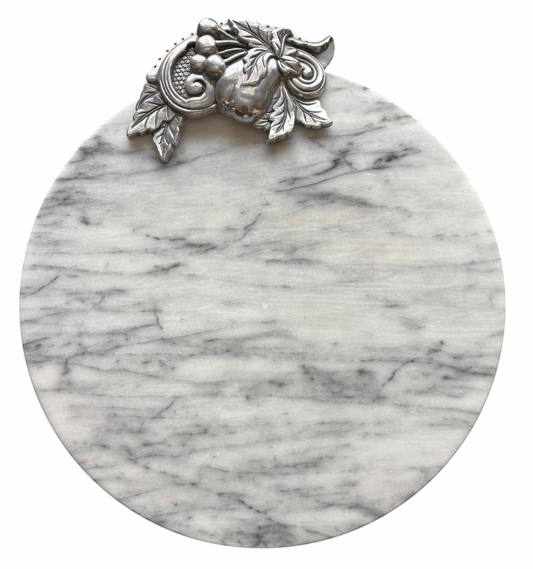 Photo 1 of MARBLE SERVING BOARD 14”D (SEE NOTES), MARBLE WINE BOTTLE CHILLER H7” & MATCHING SMALL SERVING BOARDS (2) 8”D