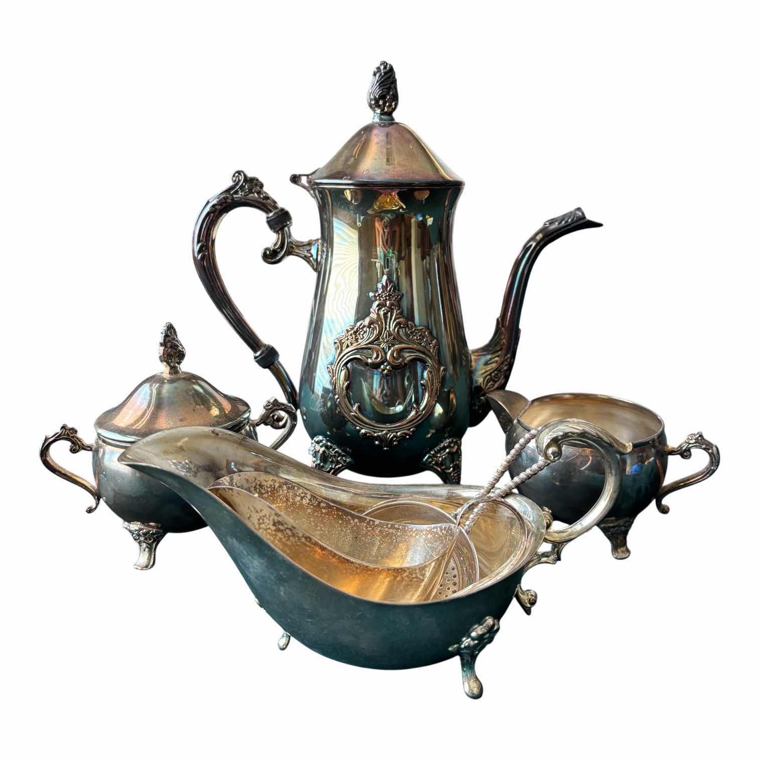 Photo 1 of VINTAGE ORNATE SILVER PLATED TEA SET (6 PIECE) $288