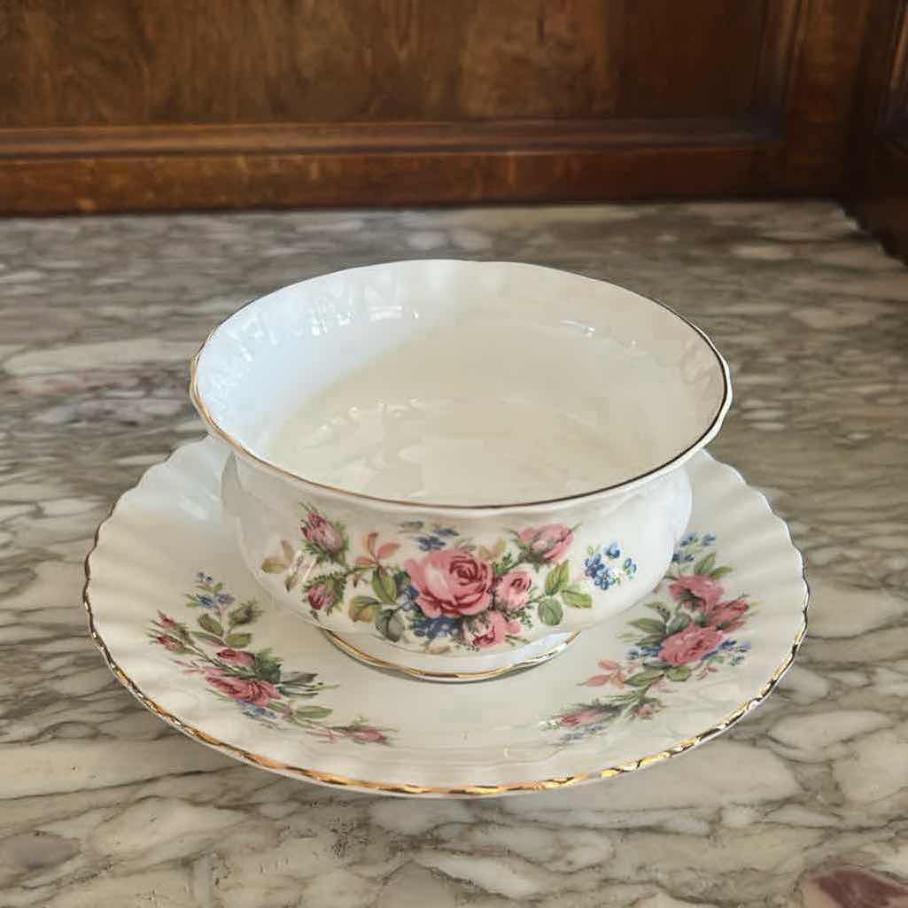 Photo 1 of 8- ROYAL ALBERT MOSS ROSE CHINA W DELICATE PINK BLUE FLORAL PATTERN