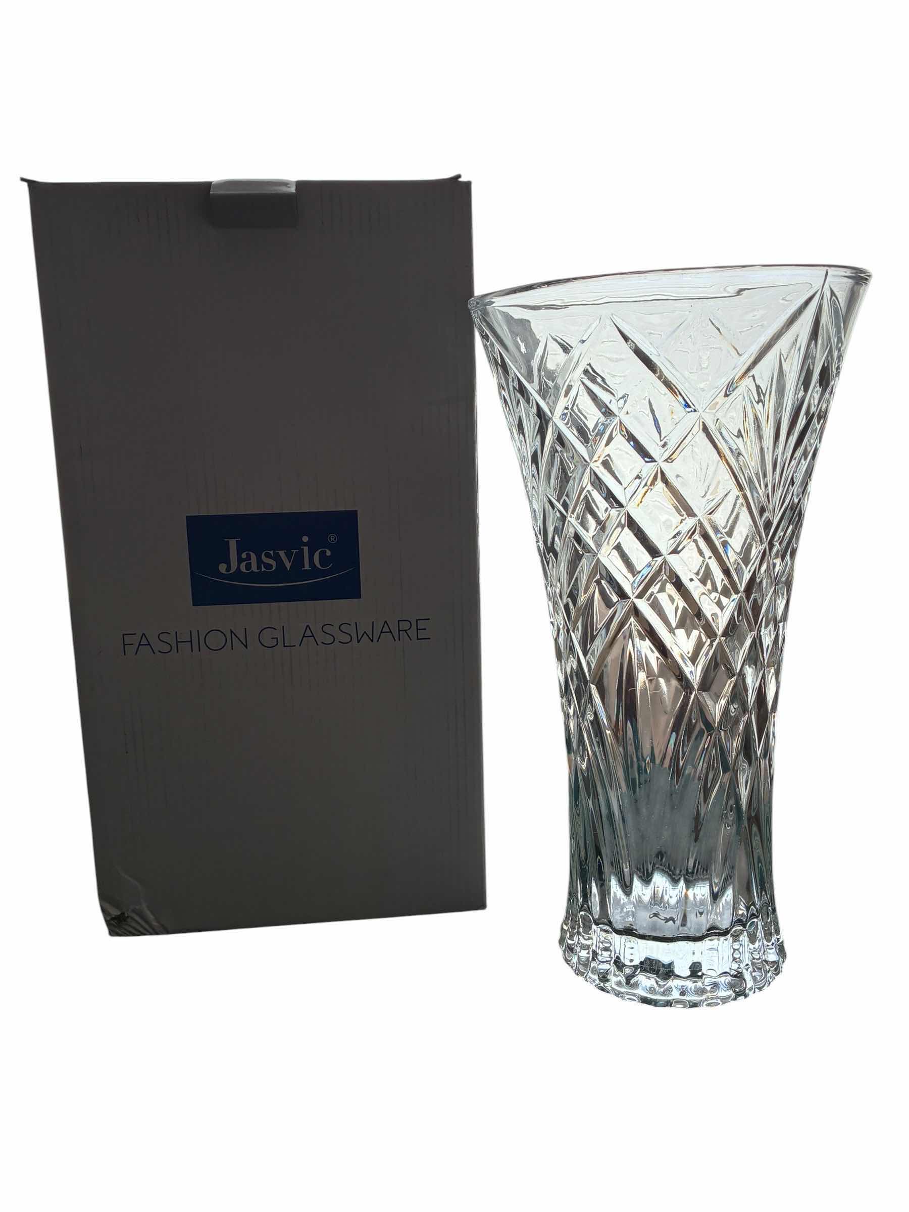 Photo 1 of JASVIC FASHION GLASSWARE 12” CLEAR GLASS VASE
