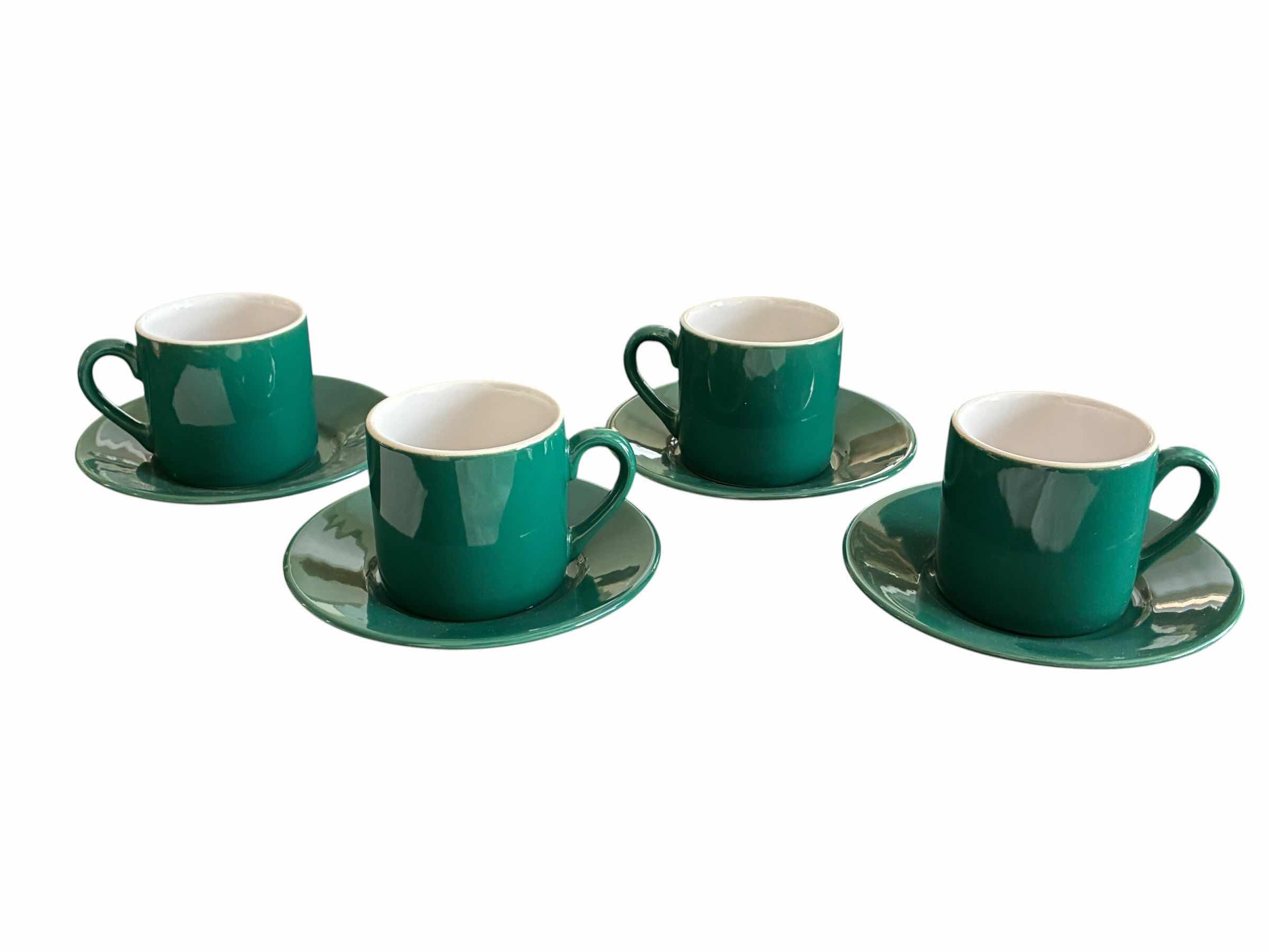 Photo 1 of KOREAN COPPER CERAMIC ESPRESSO CUPS/SAUCERS (2) & WINSOME 4PC GREEN TEACUP/SAUCERS SET