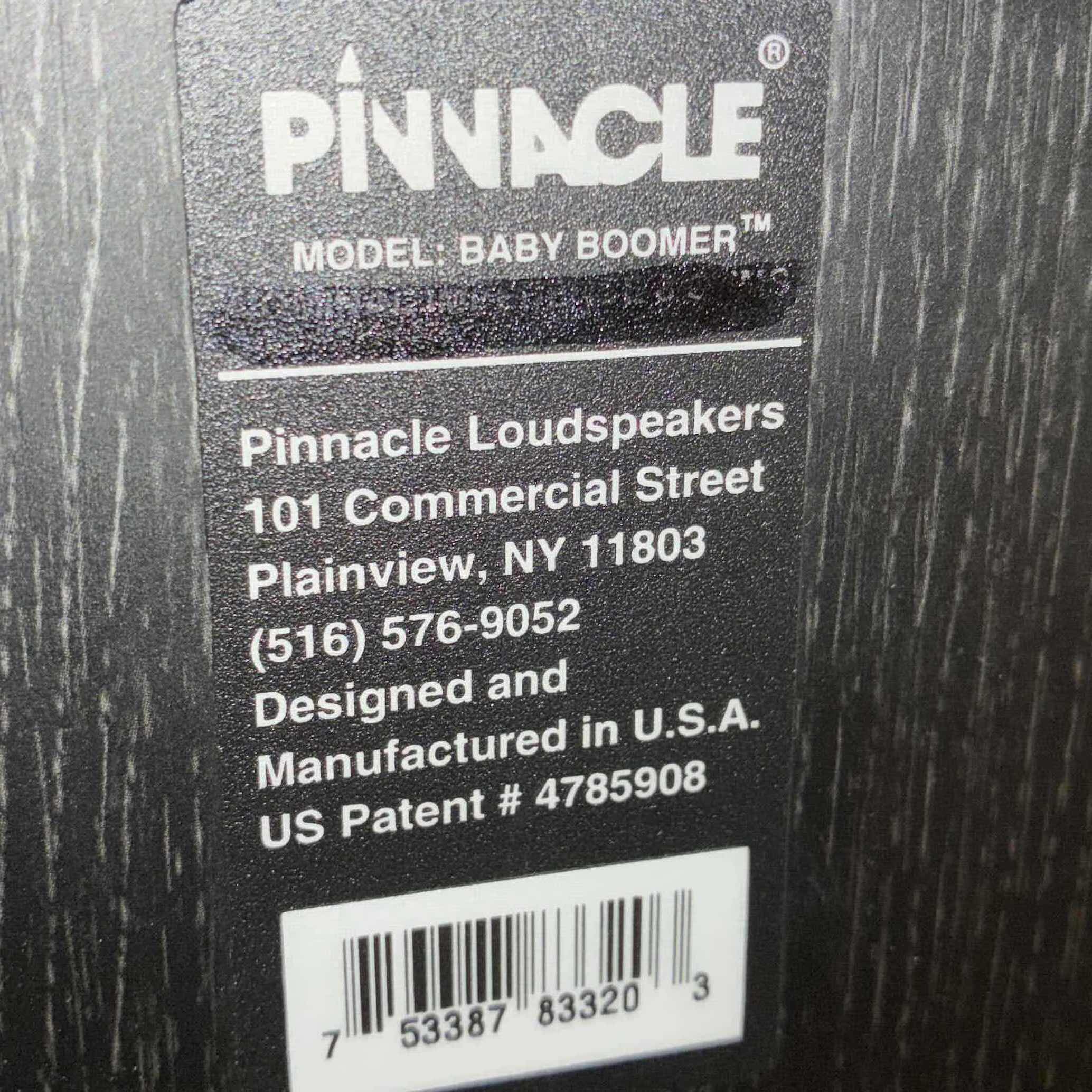 Photo 1 of PINNACLE BABY BOOMER SUBWOOFER & CENTER SPEAKER