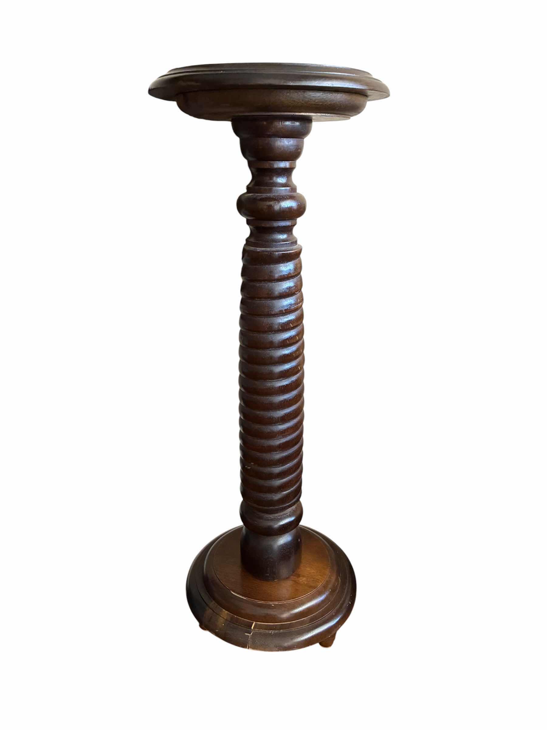 Photo 1 of ANTIQUE HAND CARVED WOOD PEDESTAL 13” X 36”