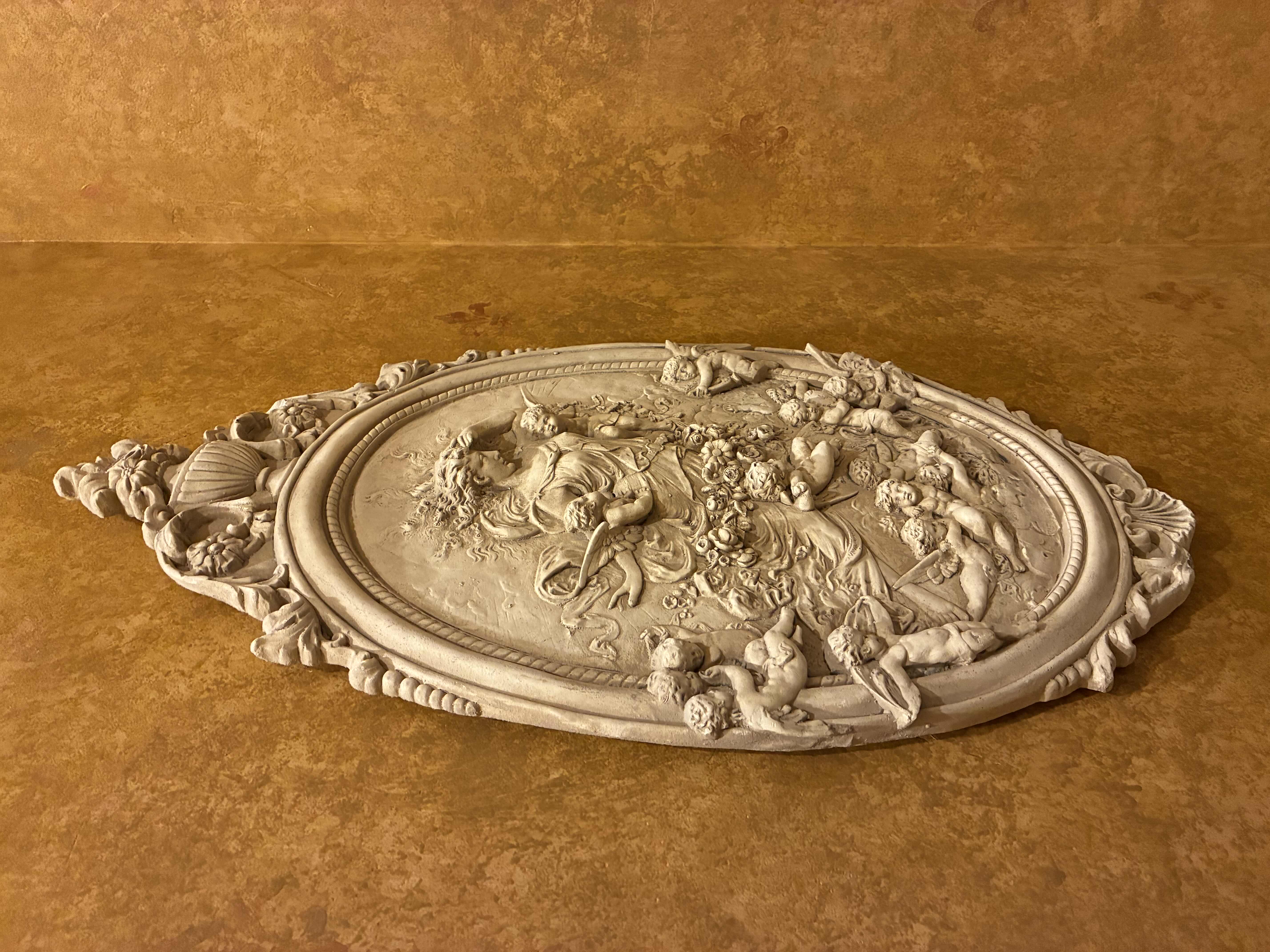 Photo 1 of CUPID EROS ANGEL CHERUB CERAMIC SCULPTURE WALL ARTWORK 14“ X 28“