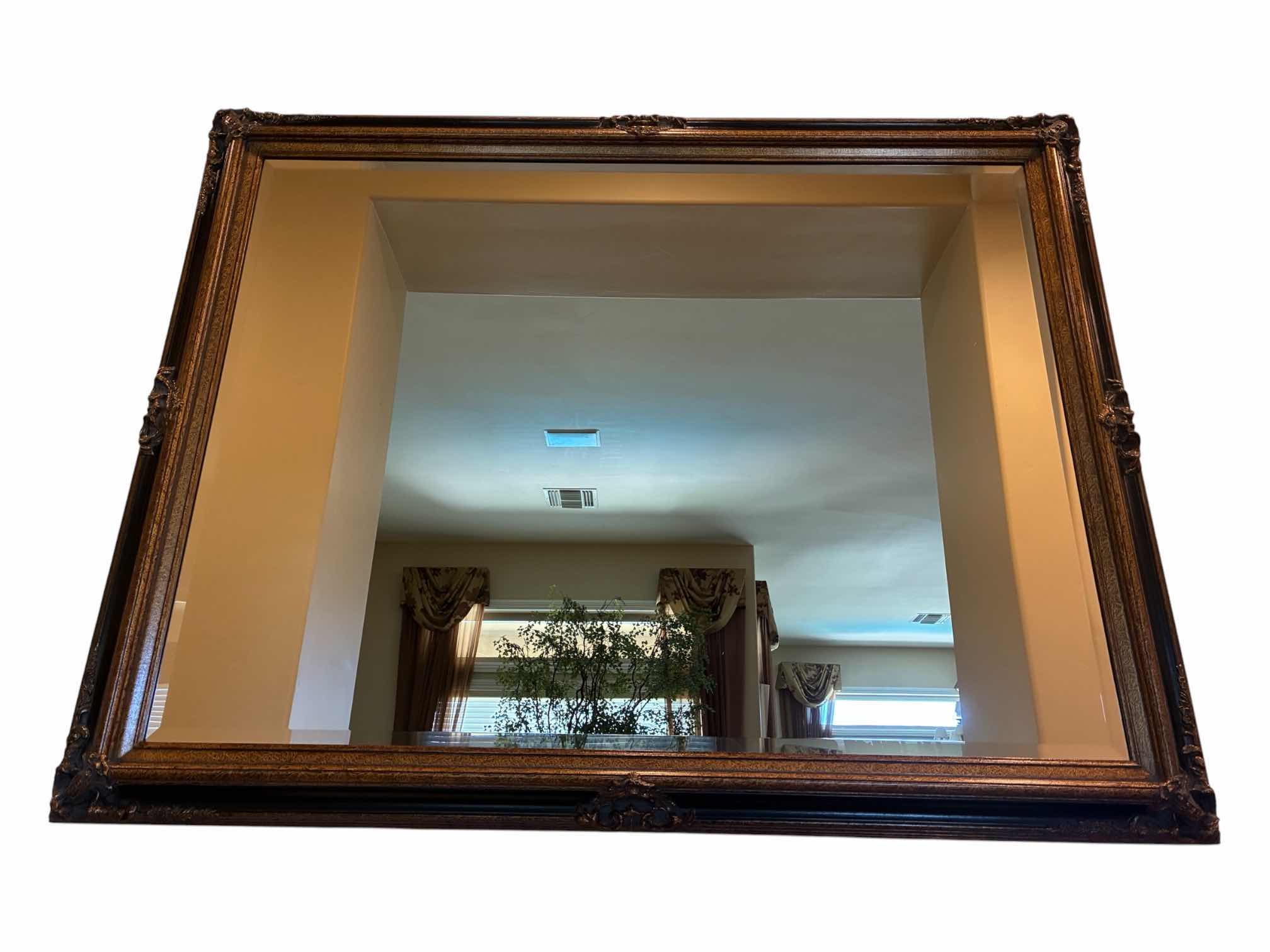 View 1 of AGED BRONZE ORDINATE DESIGN FRAMED MIRROR 55“ X 43”