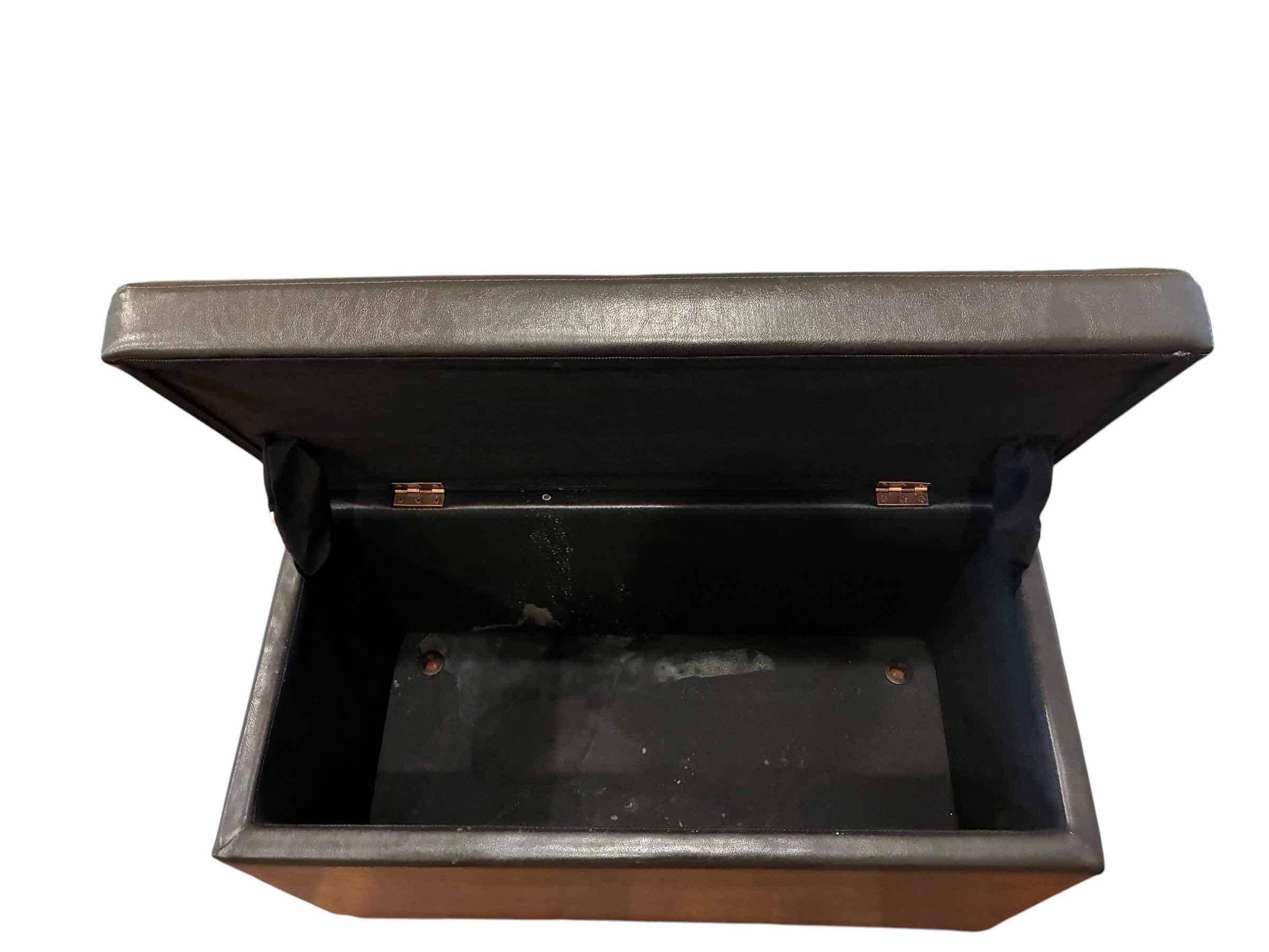Photo 1 of EVER GRACE BLACK LEATHER STORAGE BENCH 30“ X 15“ H16“