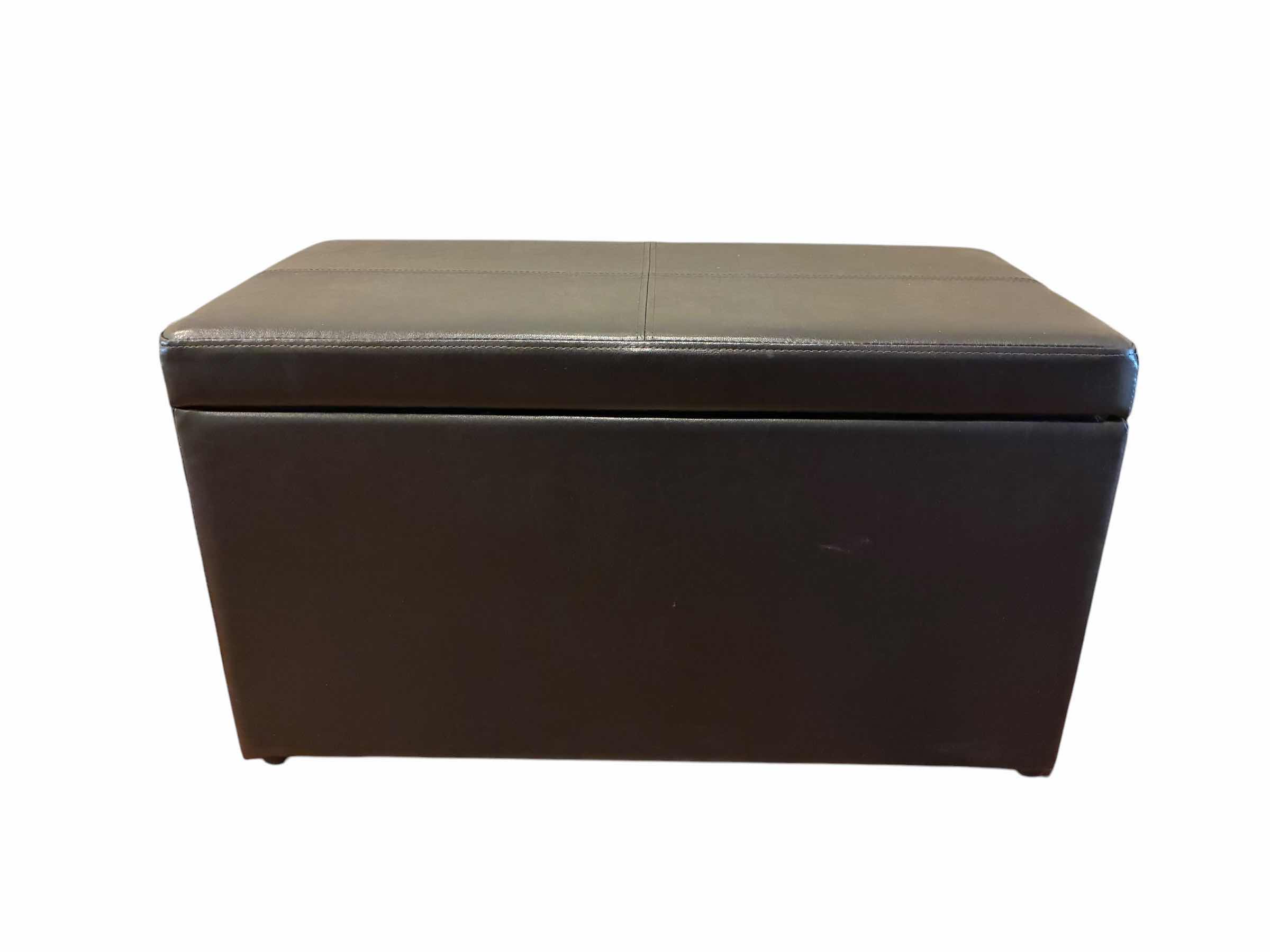 Photo 1 of EVER GRACE BLACK LEATHER STORAGE BENCH 30“ X 15“ H16“