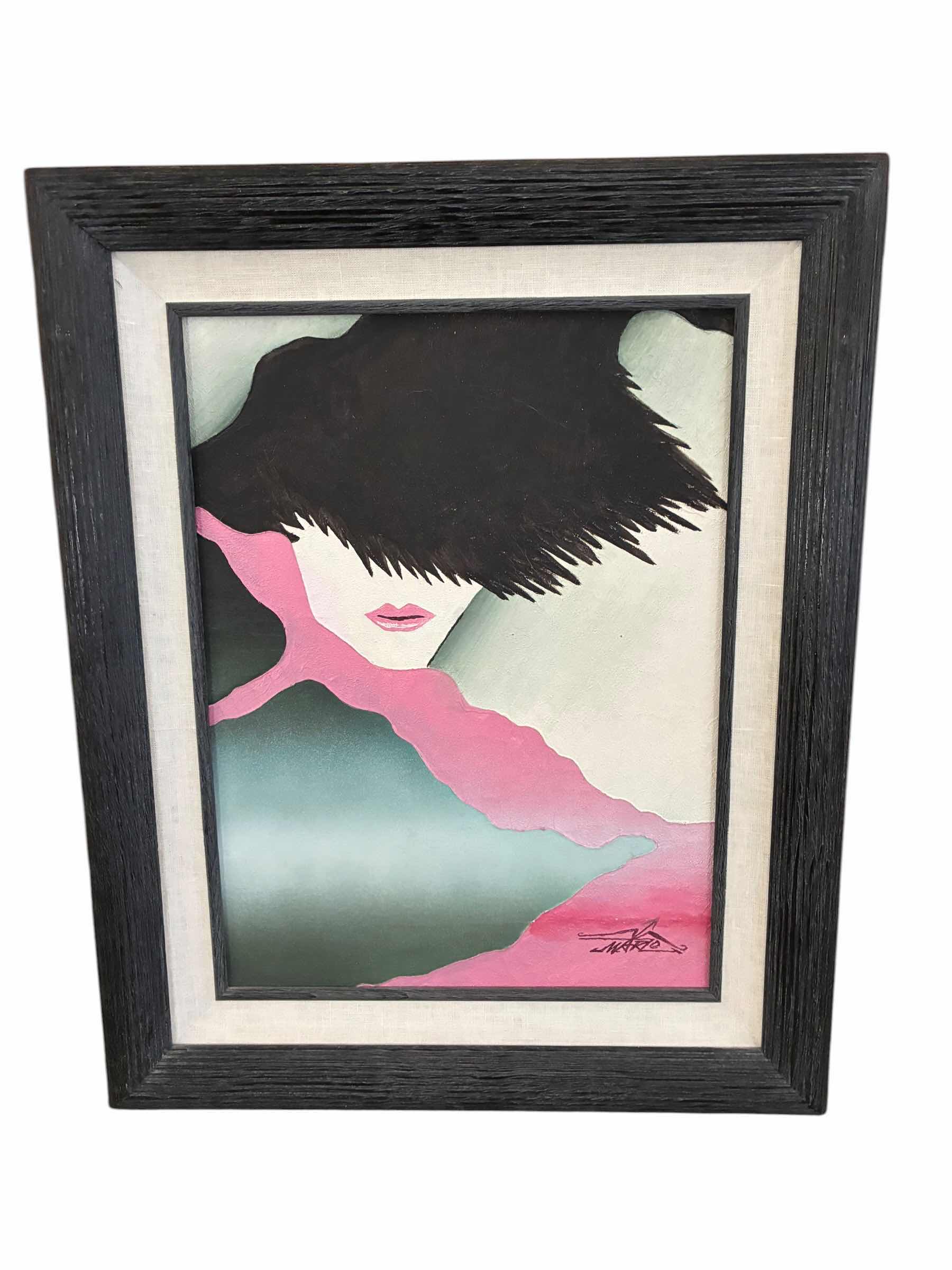 Photo 1 of ART DECO WOMAN FRAMED CANVAS ARTWORK SIGNED BY MARZO 17” X 21” $350
