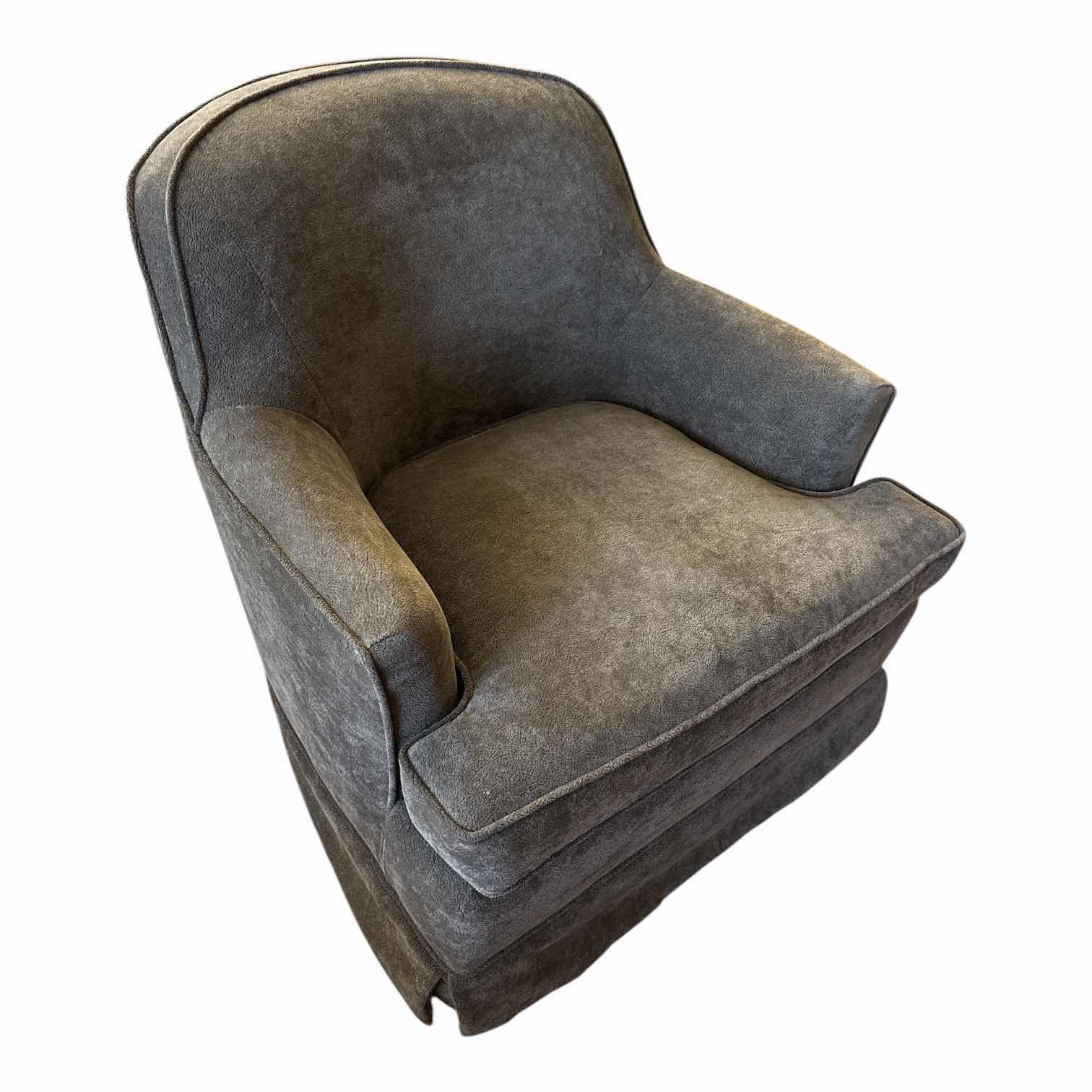 Photo 1 of CRACKED SUEDE SWIVEL CHAIR, CHOCOLATE BROWN $300