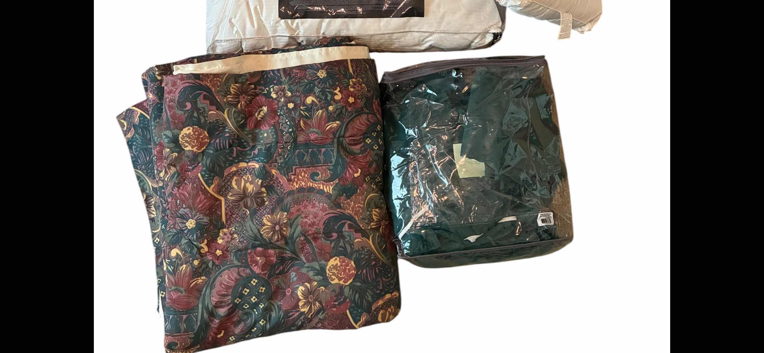 Photo 1 of PILLOWS (3) KING SIZE COMFORTER & GREEN KING SIZE BEDSHEETS