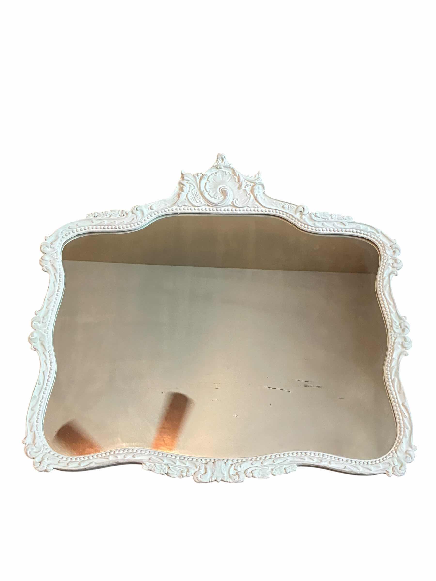 Photo 1 of ANTIQUE WHITE WOOD FRAMED MIRROR 30.5” X 29.5”