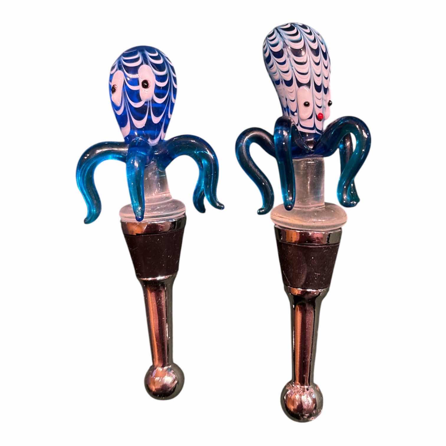 Photo 1 of GLASS/ HAND BLOWN GLASS WINE BOTTLE STOPPERS (4)