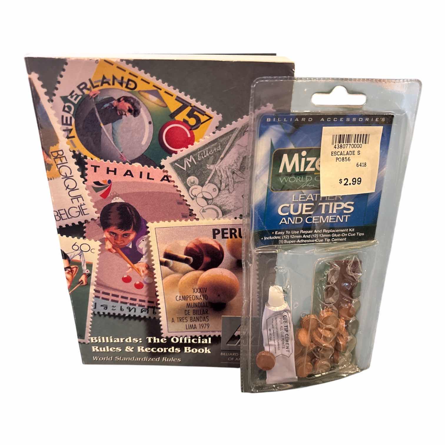 Photo 1 of POOL CUES (5), BRIDGE, RACK, TABLE BRUSH, CHALK, CUE TIP REPLACEMENT KIT & RULE BOOK