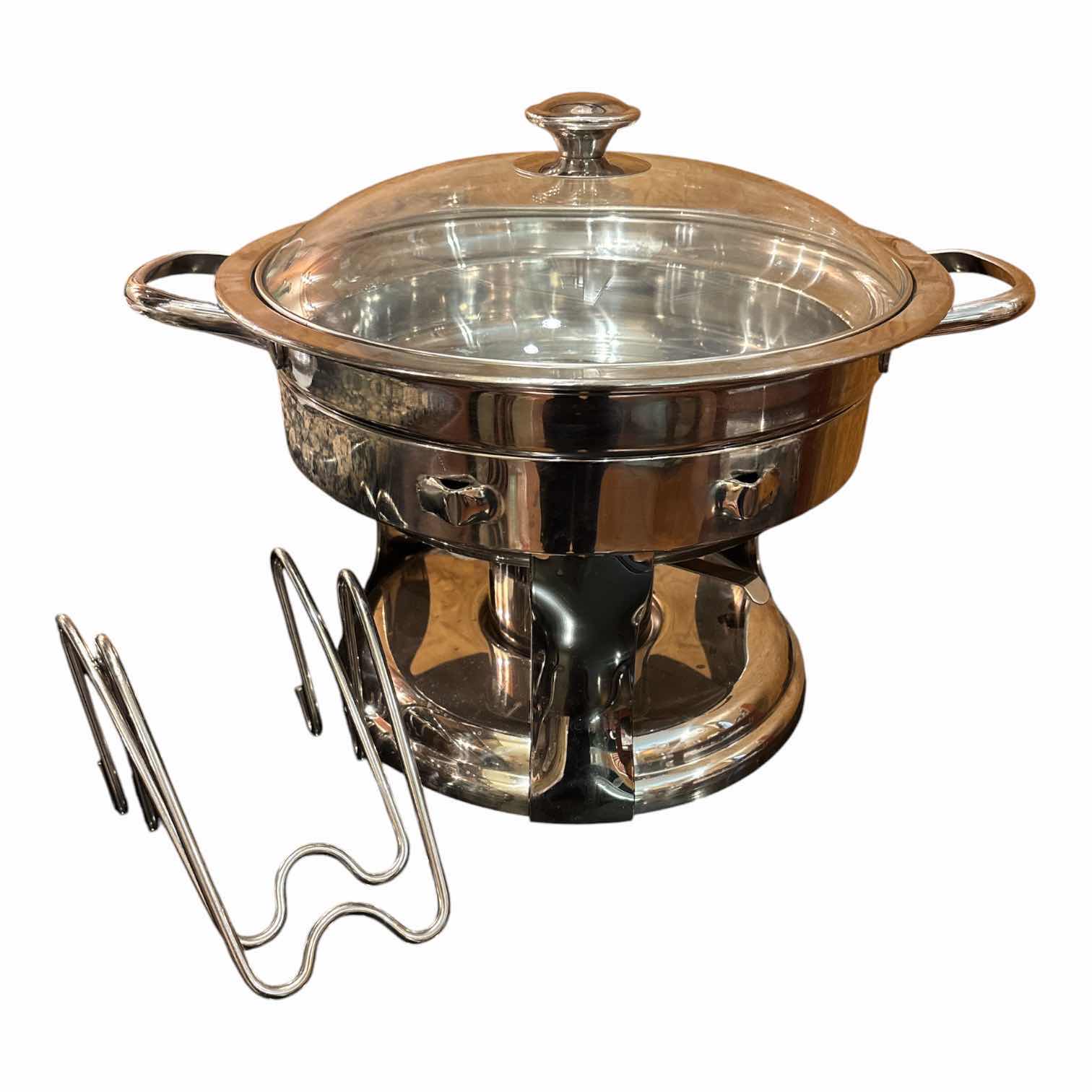 Photo 1 of 4 QT ROUND CHAFING DISH BUFFET STAINLESS STEEL SET W GLASS LID $150