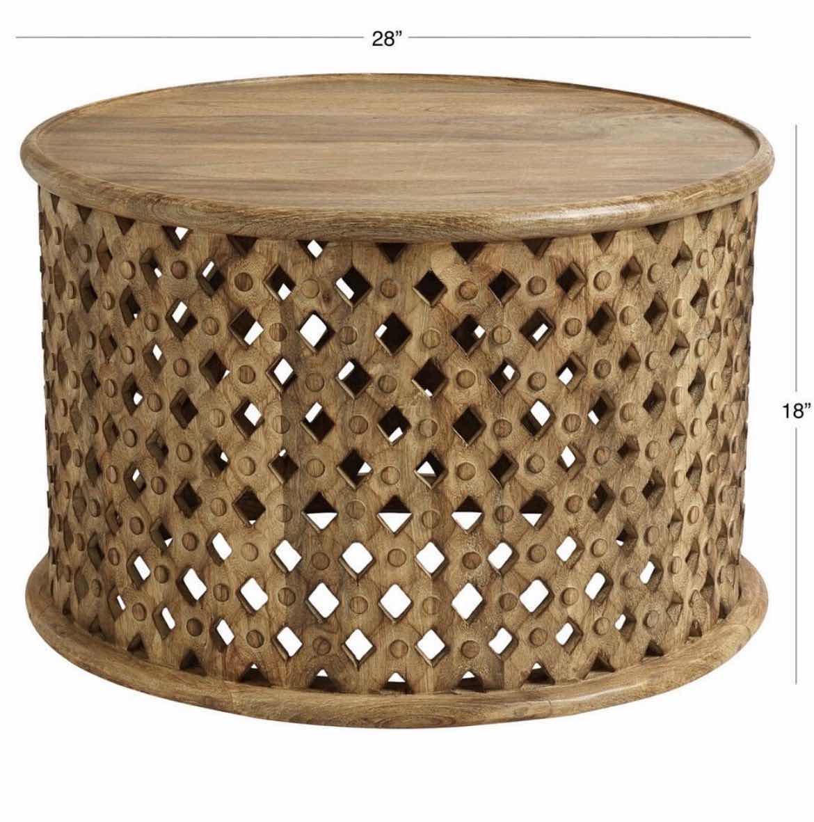 Photo 1 of WORLD MARKET ROUND LATTICE CARVED WOOD COFFEE TABLE