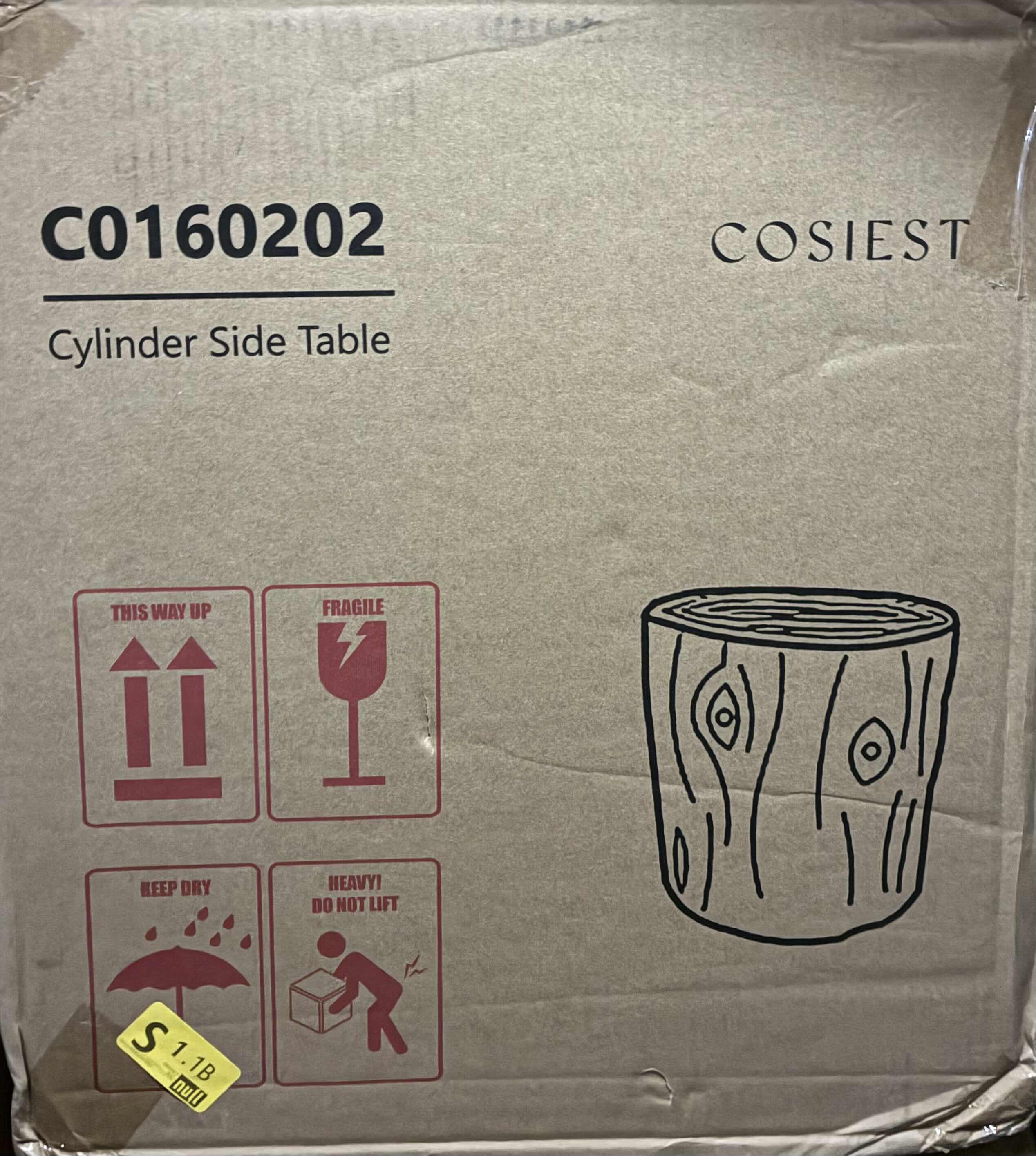 Photo 1 of NIB COSIEST WOOD FINISH CYLINDER SIDE TABLE $66