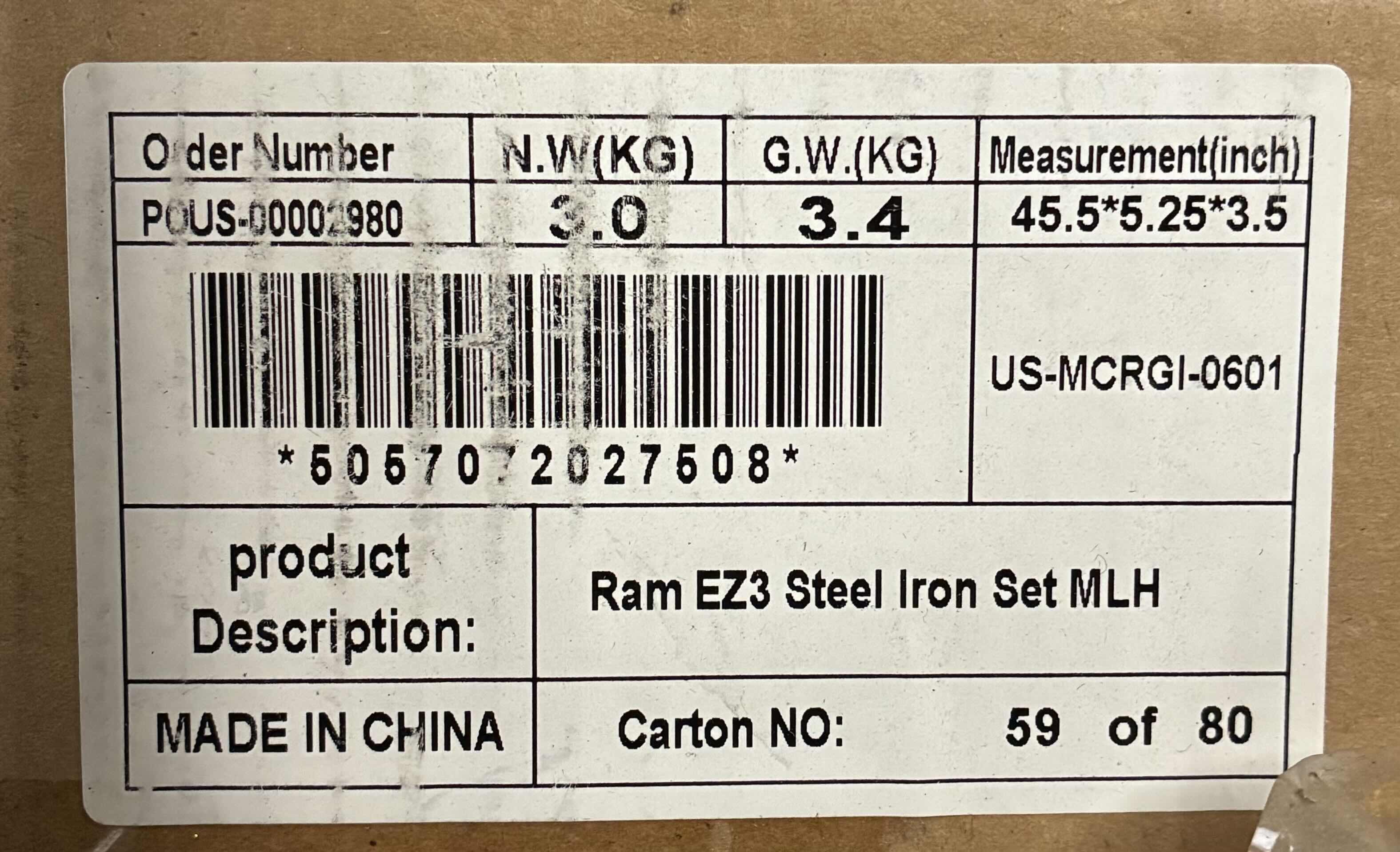 Photo 1 of RAM EZ3 STEEL IRON GOLF CLUB SET