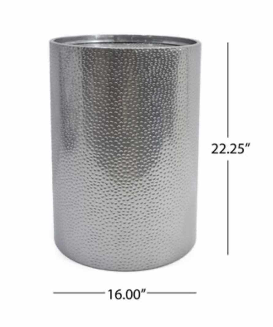 Photo 1 of ROUND HAMMERED METAL MODERN END TABLE $110
