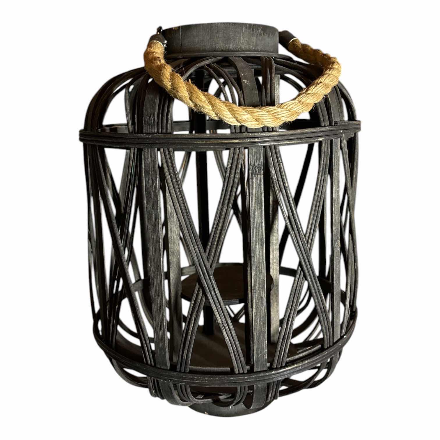 Photo 1 of WOODEN CANDLE LANTERN W ROPE HANDLE $36
