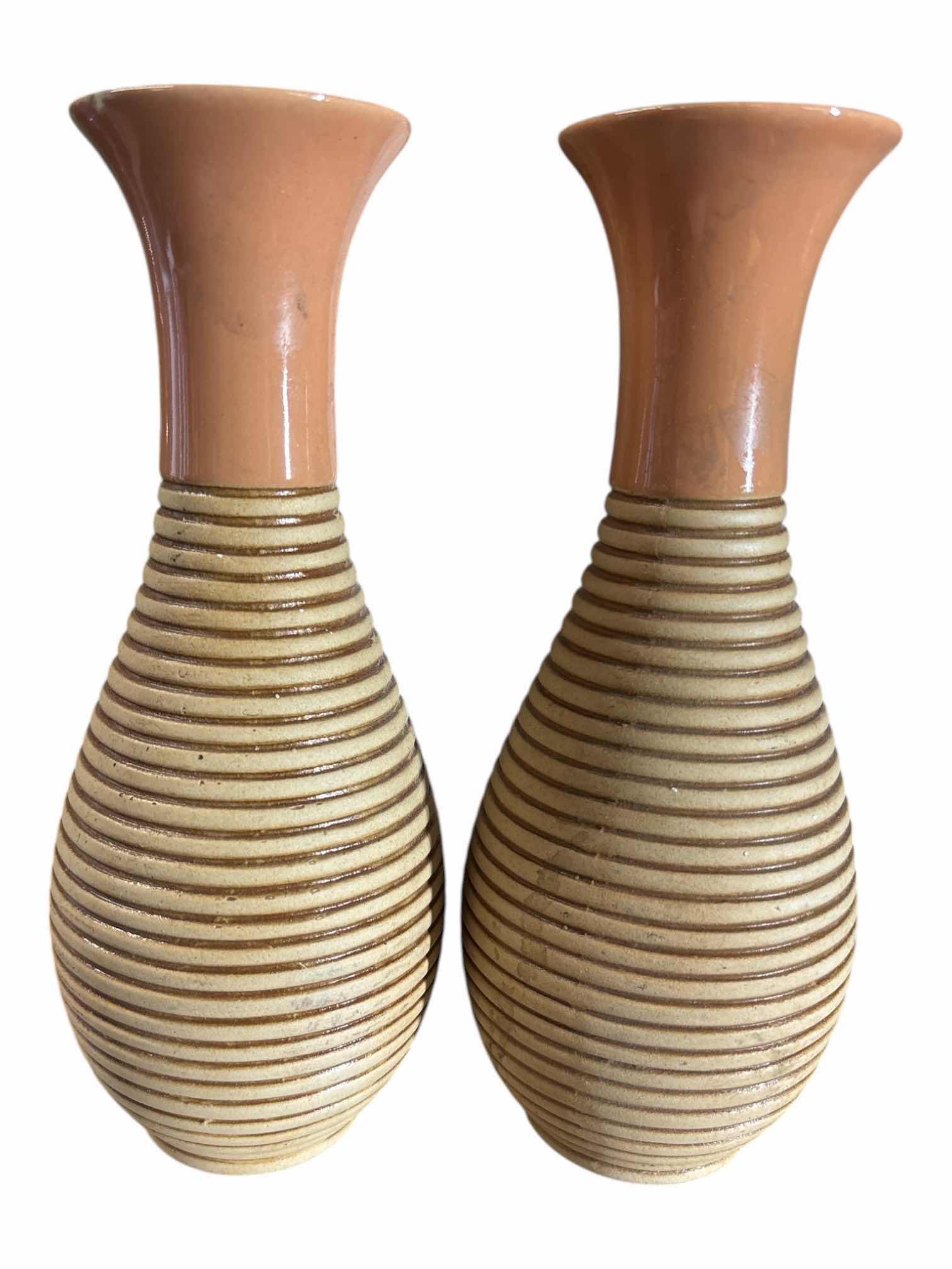 Photo 1 of MODERN 8” CERAMIC VASES (2)