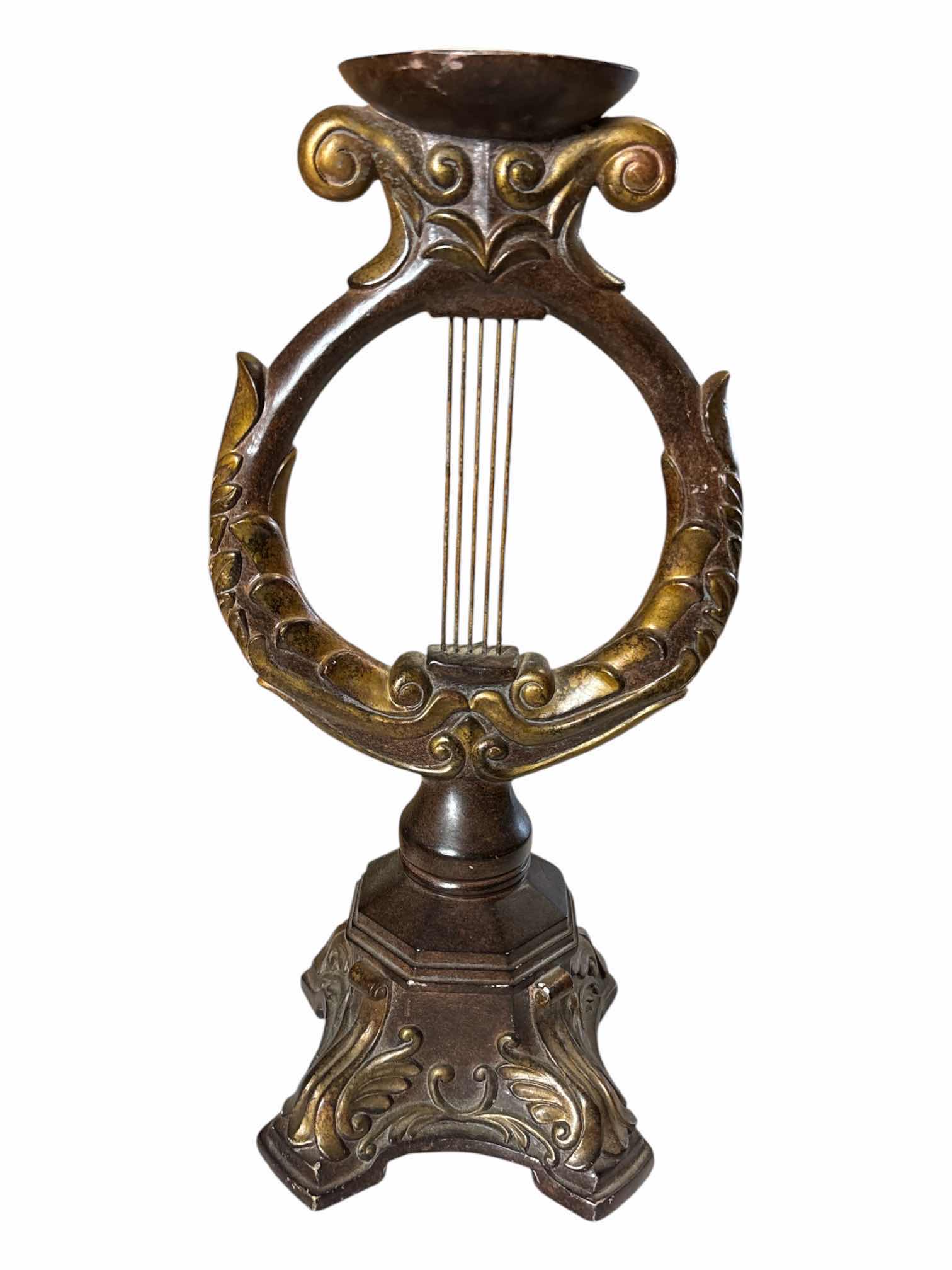 Photo 1 of VINTAGE STYLE RESIN HARP/LYRE 16.25” CANDLE STAND