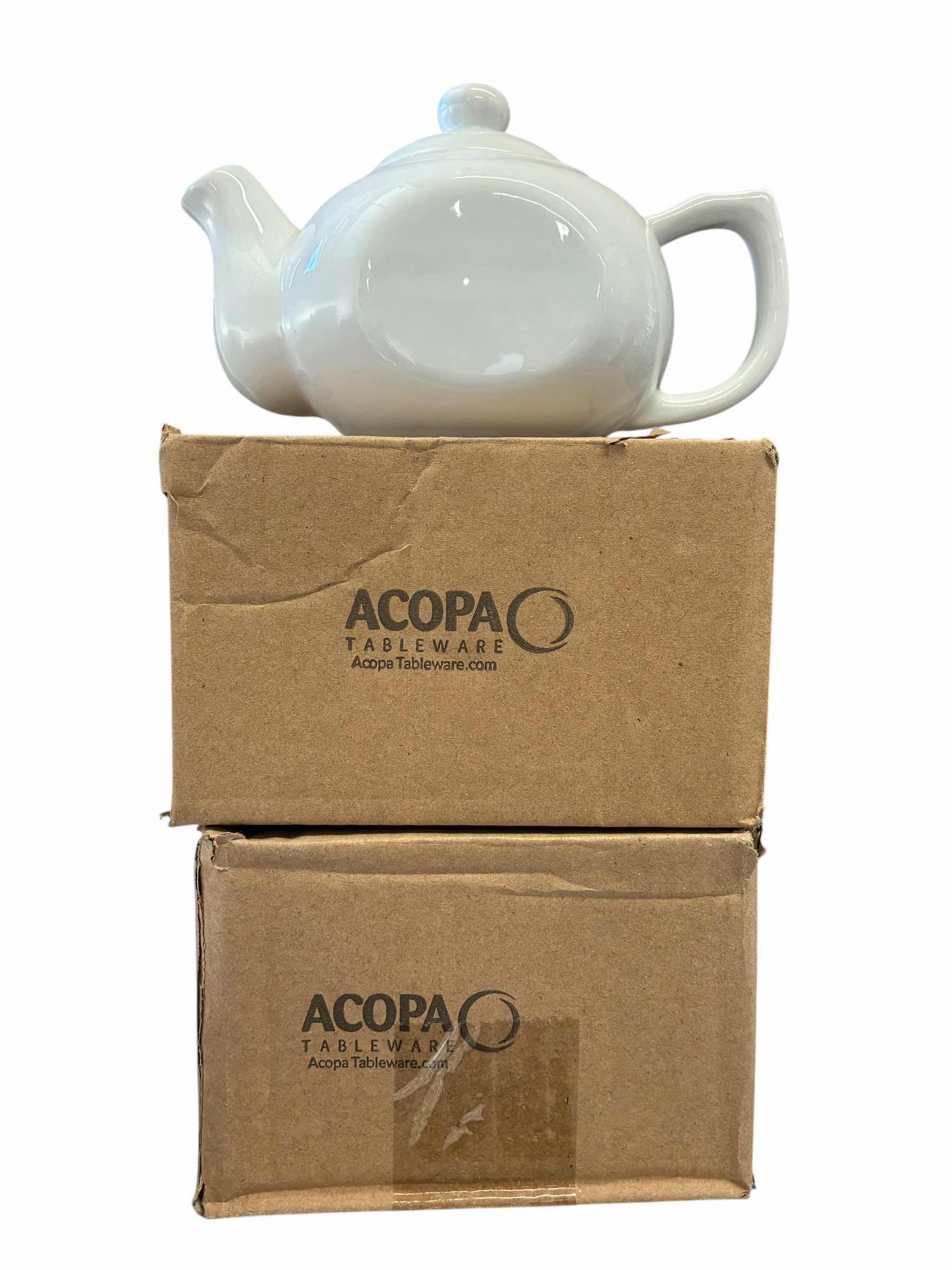 Photo 1 of ACOPA TABLEWARE WHITE CERAMIC 10OZ TEAPOTS 2-PACK