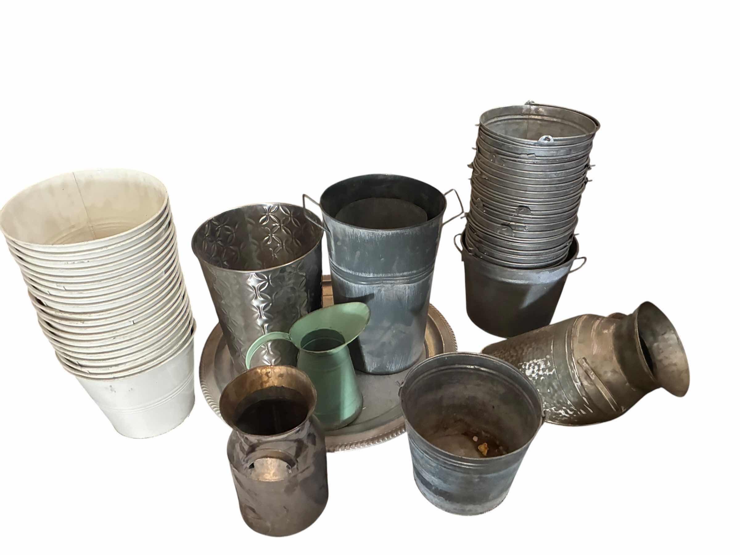 Photo 1 of VINTAGE DECORATIVE TIN BUCKETS & CONTAINERS