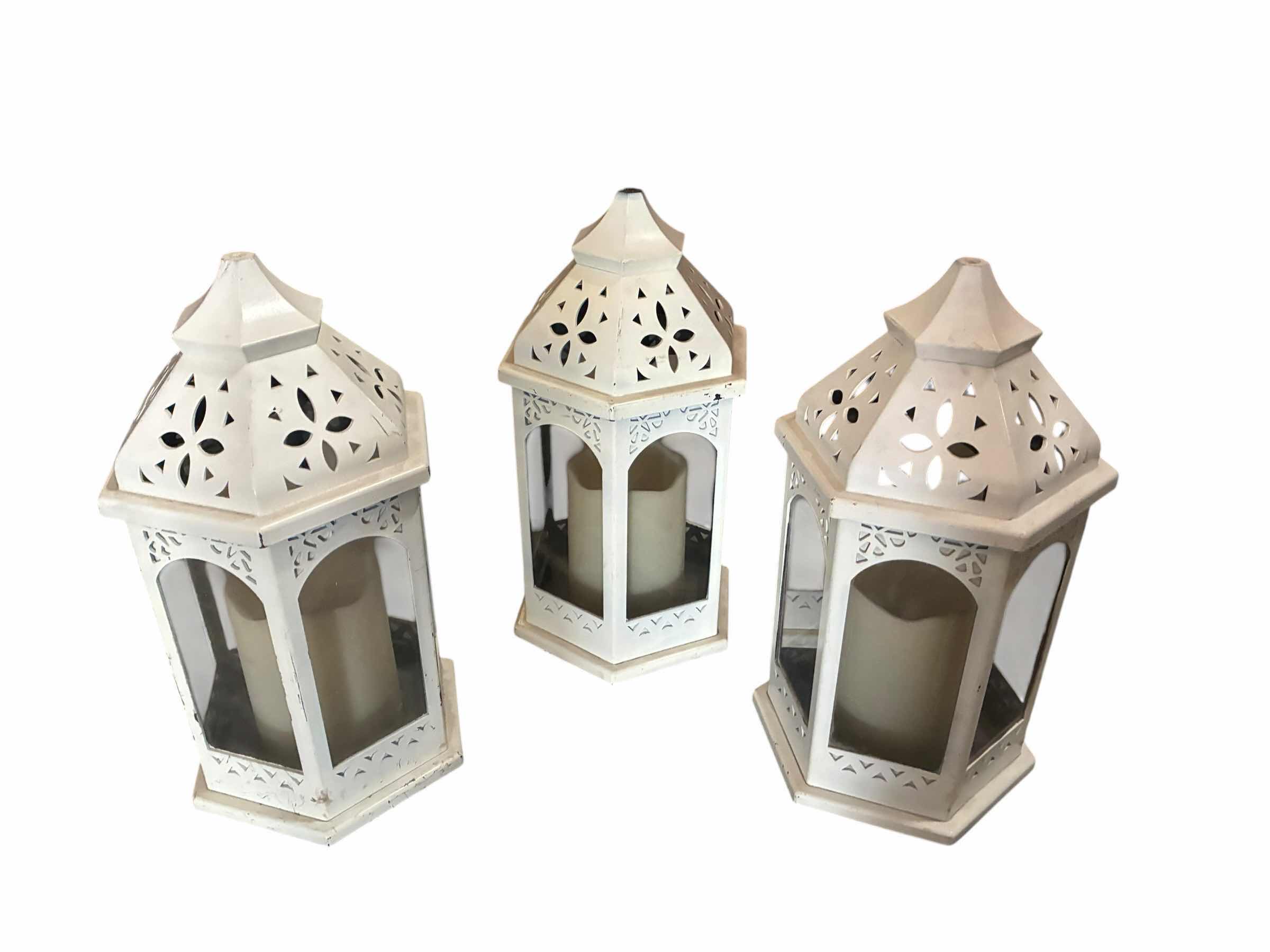 Photo 1 of VINTAGE RUSTIC WHITE LANTERNS (3) H15”