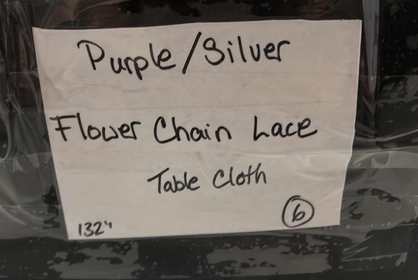 Photo 1 of 6-PURPLE & SILVER FLORAL CHAIN LACE TABLECLOTHS D132”