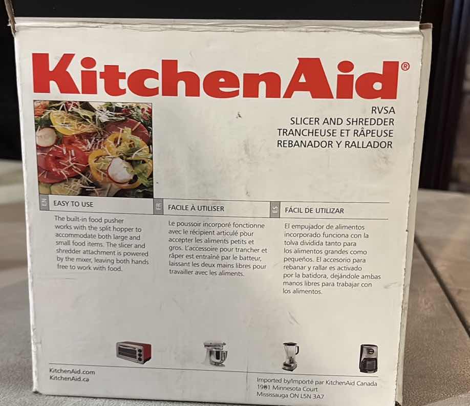 Photo 1 of KITCHENAID SLICER & SHREDDER STAND MIXER ATTACHMENT – MODEL RVSA – ORIGINAL BOX