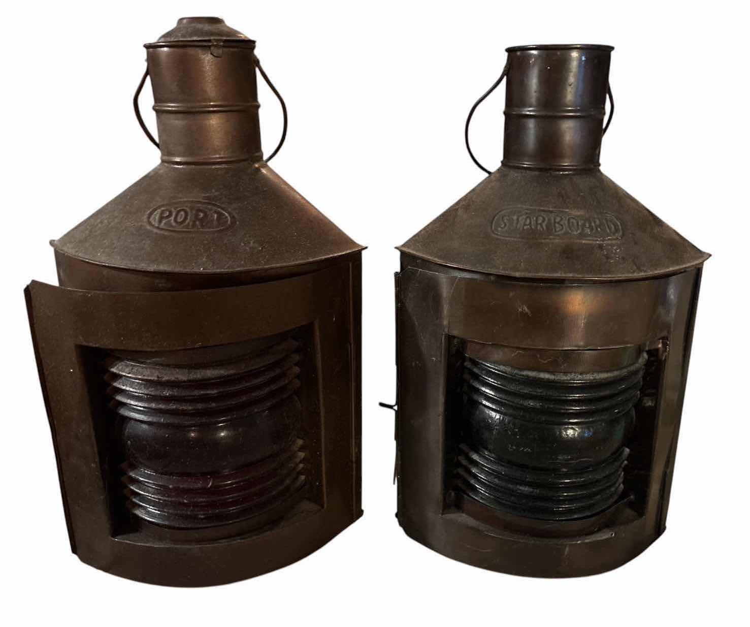 Photo 1 of 2-PCS NAUTICAL PORT & STARBOARD SHIP LANTERNS H11”