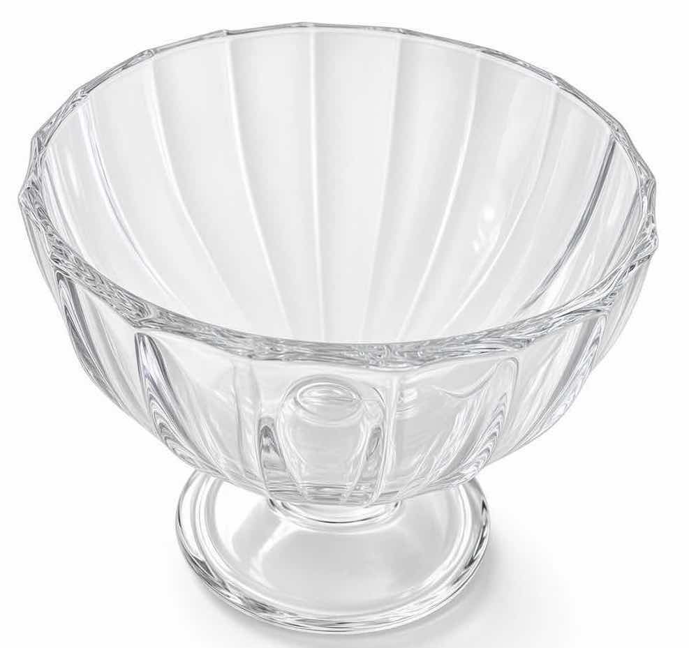 Photo 1 of SET OF 4 CLEAR RIBBED GLASS FOOTED DESSERT / ICE CREAM BOWLS H4”