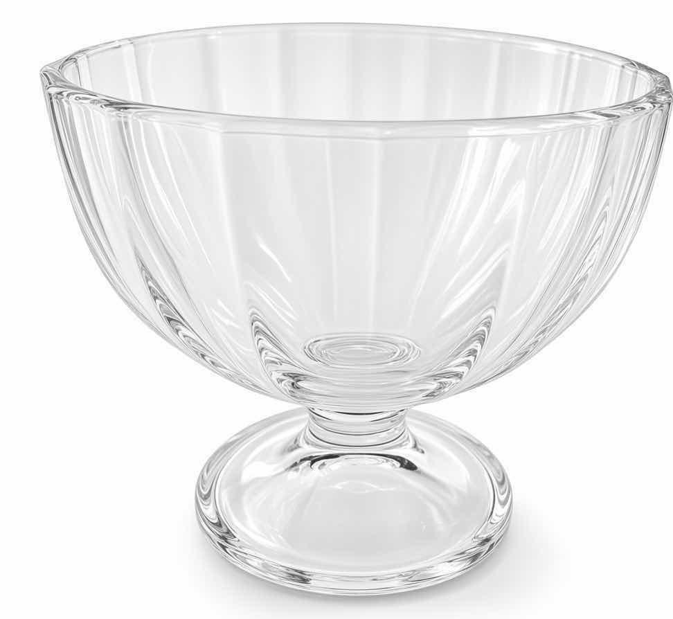 Photo 1 of SET OF 4 CLEAR RIBBED GLASS FOOTED DESSERT / ICE CREAM BOWLS H4”
