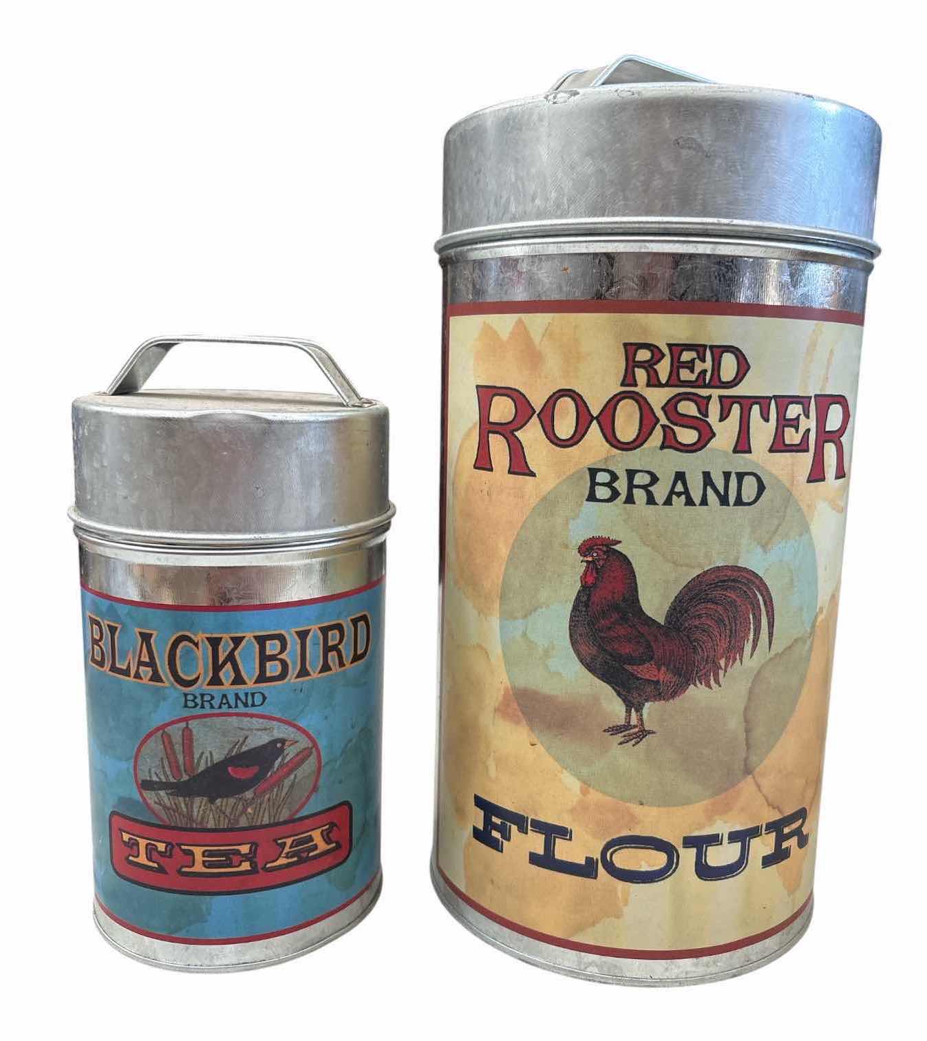 Photo 1 of 4-PCS VINTAGE-STYLE METAL KITCHEN CANISTER SET – FLOUR, SUGAR, COFFEE & TEA H10.5”